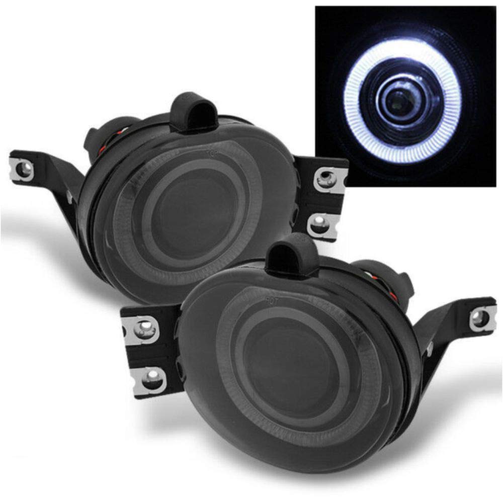 2002-2009 Smoked Halo Projector Fog Lights - Pair (L+R) - Compatible with Various Models - Durable & Stylish Upgrade for Night Driving and Off-Road Adventures