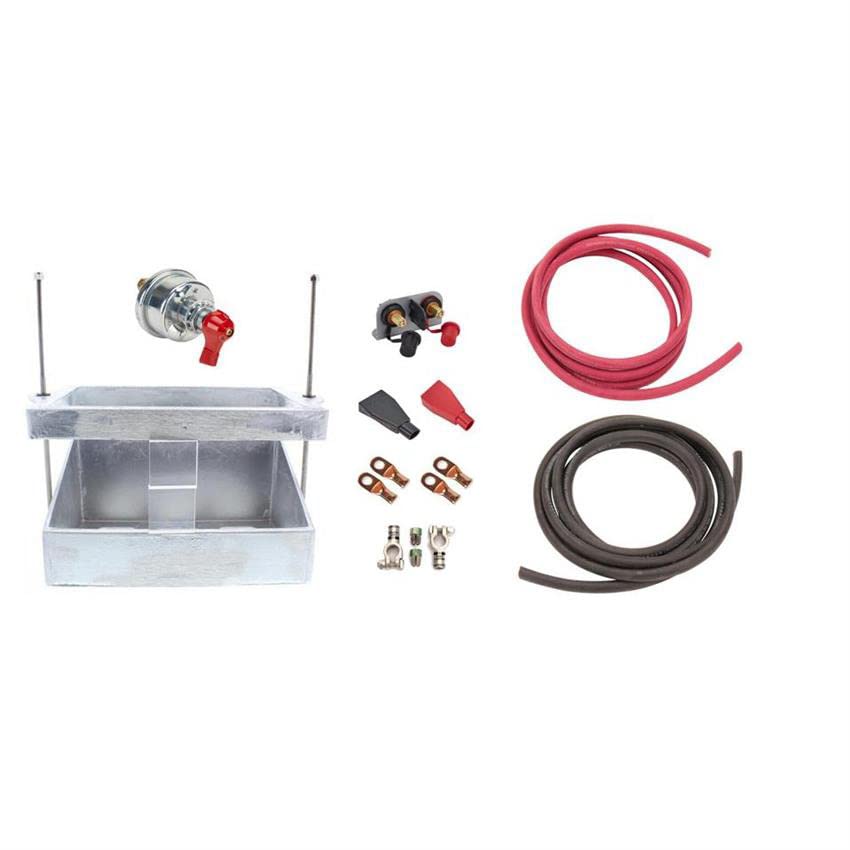 High-Performance Car Battery Relocation Kit with Heavy-Duty Cast Aluminum Box & Battery Disconnect - Perfect for Hot Rods, Race Cars & Custom Vehicle Builds