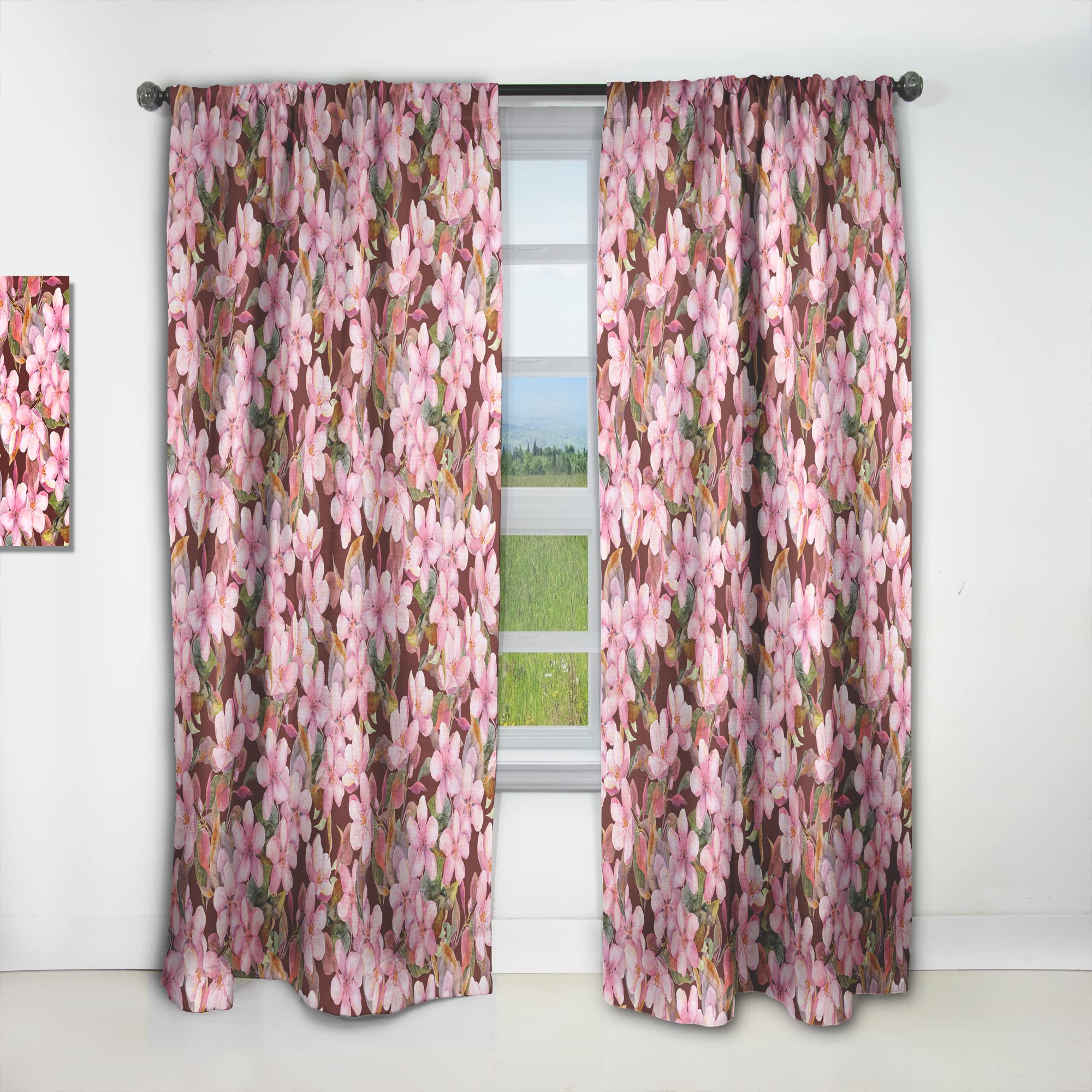 DesignQ Pink Blossom Floral Blackout Curtains - Thermal Insulated Single Panel 52x95 Inches - Elegant Window Treatments for Bedroom & Living Room (Perfect for Home Decor, Privacy & Light Control)
