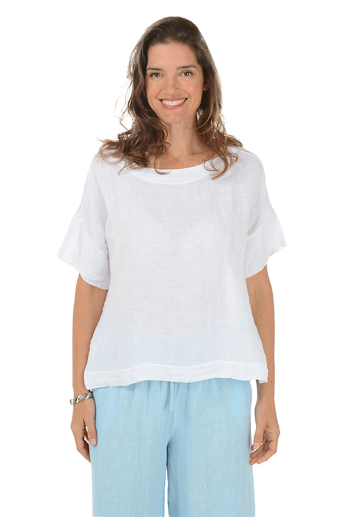 Women's Boxy Short Sleeve Linen Blouse - Breathable Loose Fit Casual Shirt for Summer, Beach & Vacation Outfits