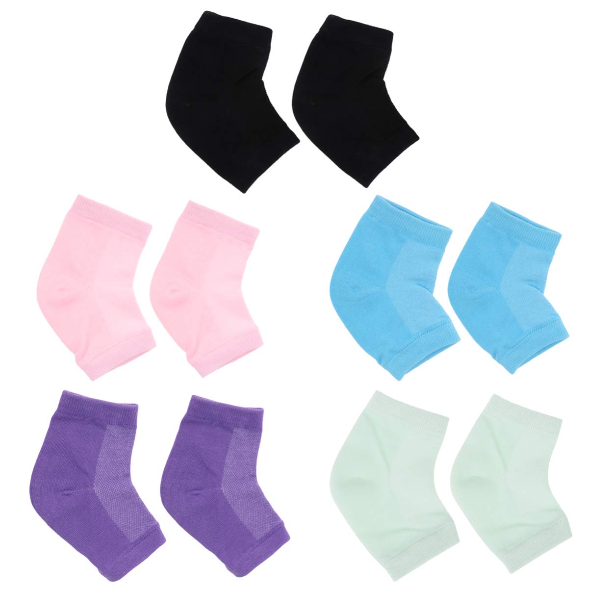 5 Pairs Moisturizing Heel Socks - Anti-Cracking Ankle Socks with Spa Treatment for Dry Feet - Perfect for Travel, Home & Night Care (Lotion Compatible)