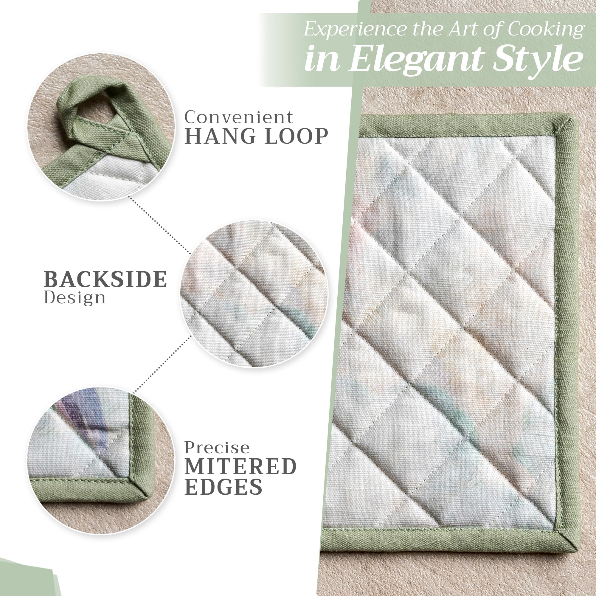 Premium 100% Cotton Pot Holders Set of 2 - 8