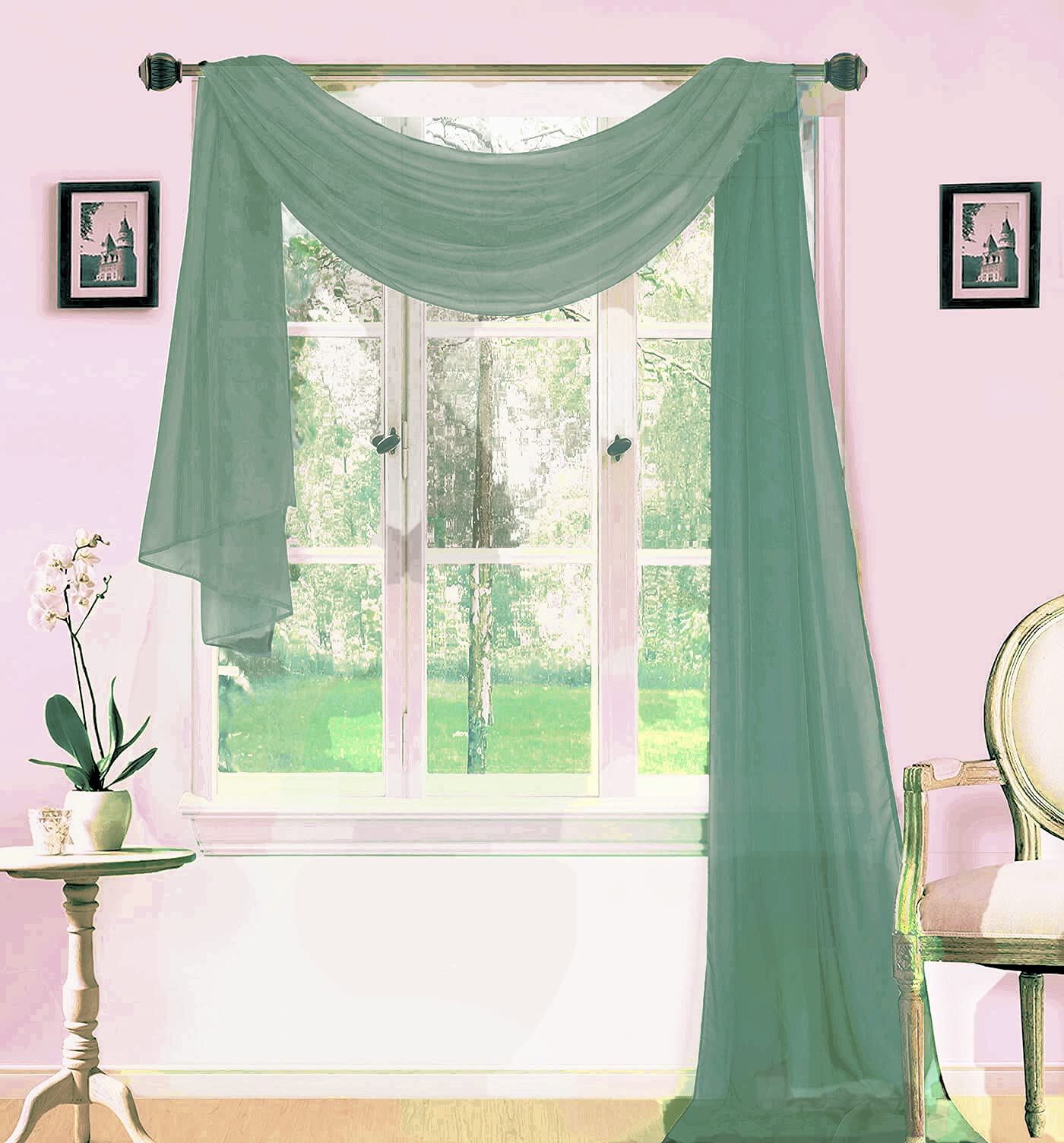 Sapphire Home Extra Long Sheer Window Scarf Valance Curtains - 37