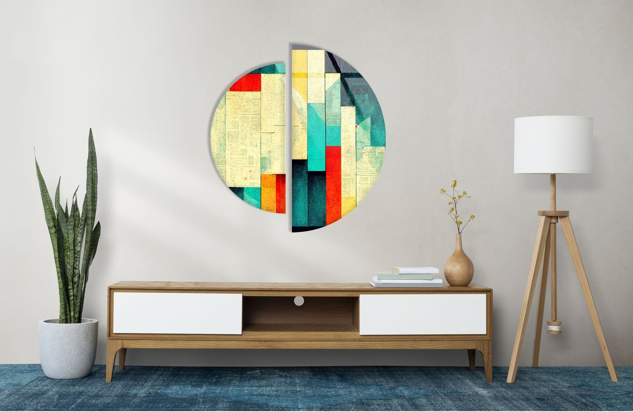 Abstract Beige Glass Wall Art Set of 2 - Modern Home Decor for Living Room, Bedroom & Office - Handcrafted Contemporary Artwork for Interior Design