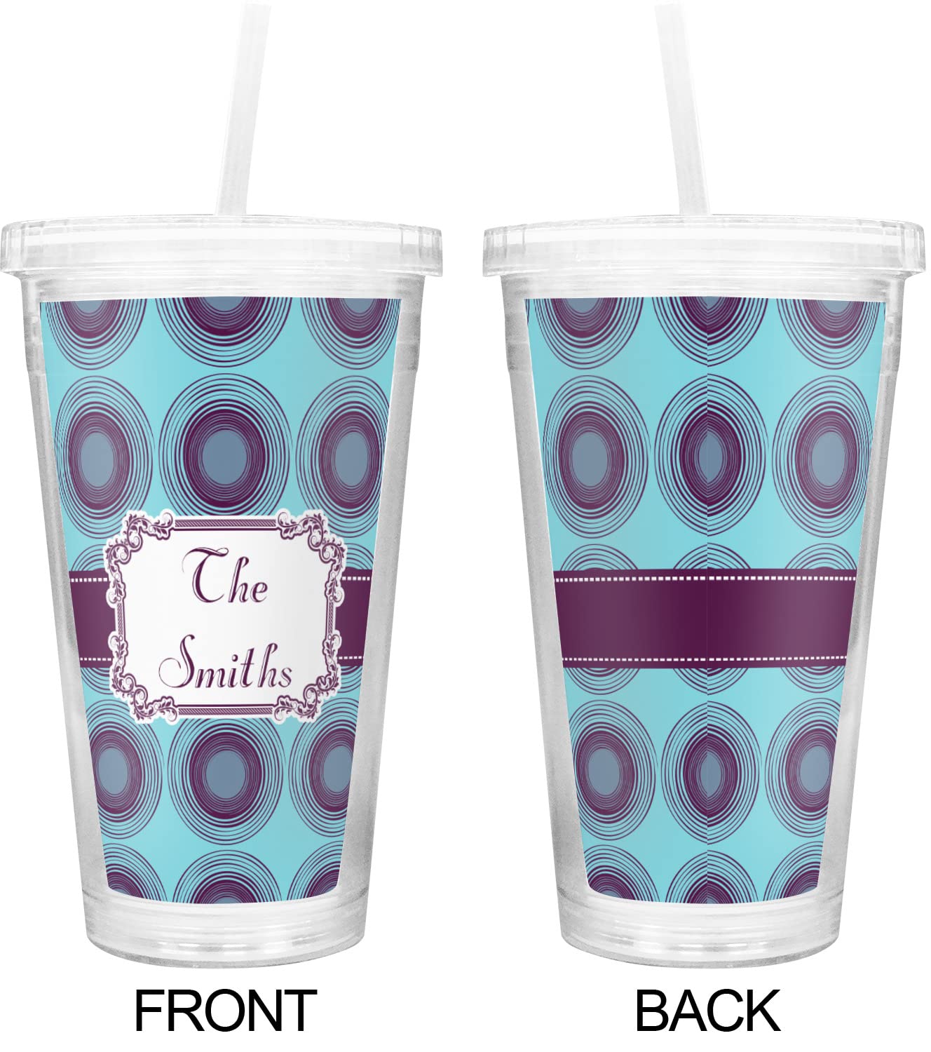 Personalized Concentric Circles Double Wall Insulated Tumbler with Straw and Lid - 20oz Stainless Steel Travel Mug for Hot & Cold Drinks - Perfect for Office, Gym, Hiking, and Outdoor Activities