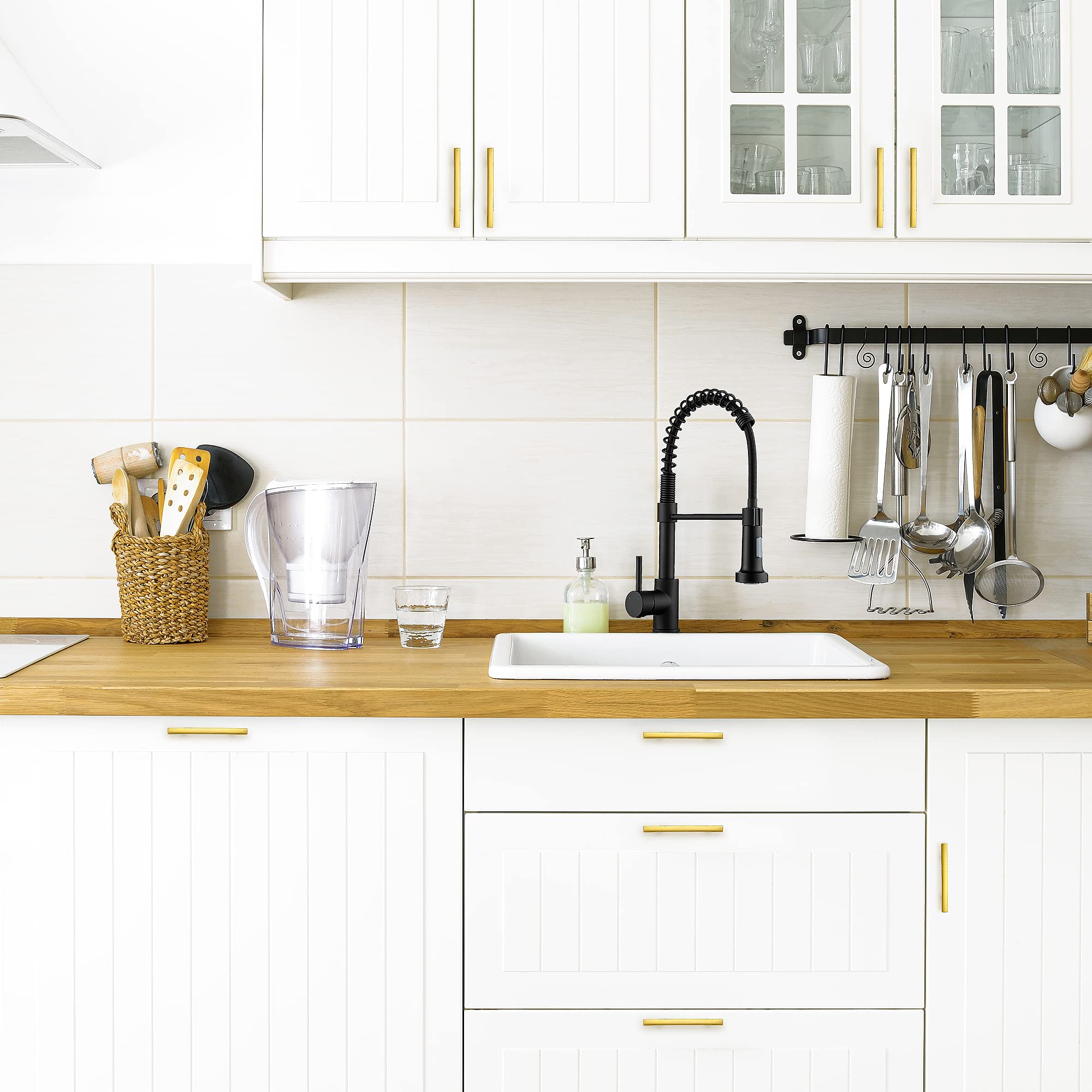 20 Pack 6 Inch Brushed Brass Cabinet Pulls - Zinc Alloy Curved Drawer Handles for Kitchen Cabinets (6