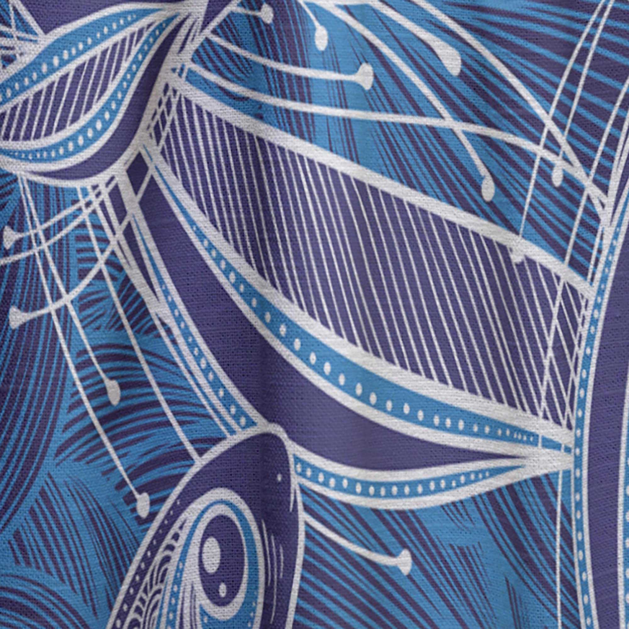 Blue Fish Pattern Thermal Insulated Curtains - Single Panel 52x95 Inches - Blackout Drapes for Bedroom & Living Room - Perfect for Home Decor, Privacy & Temperature Control