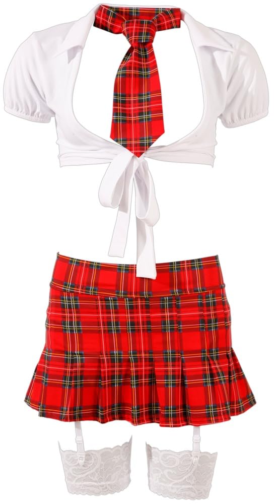Stylish Red Schoolgirl Outfit Set - X-Large Size | Cute Uniform Costume for Cosplay, Halloween & Themed Parties