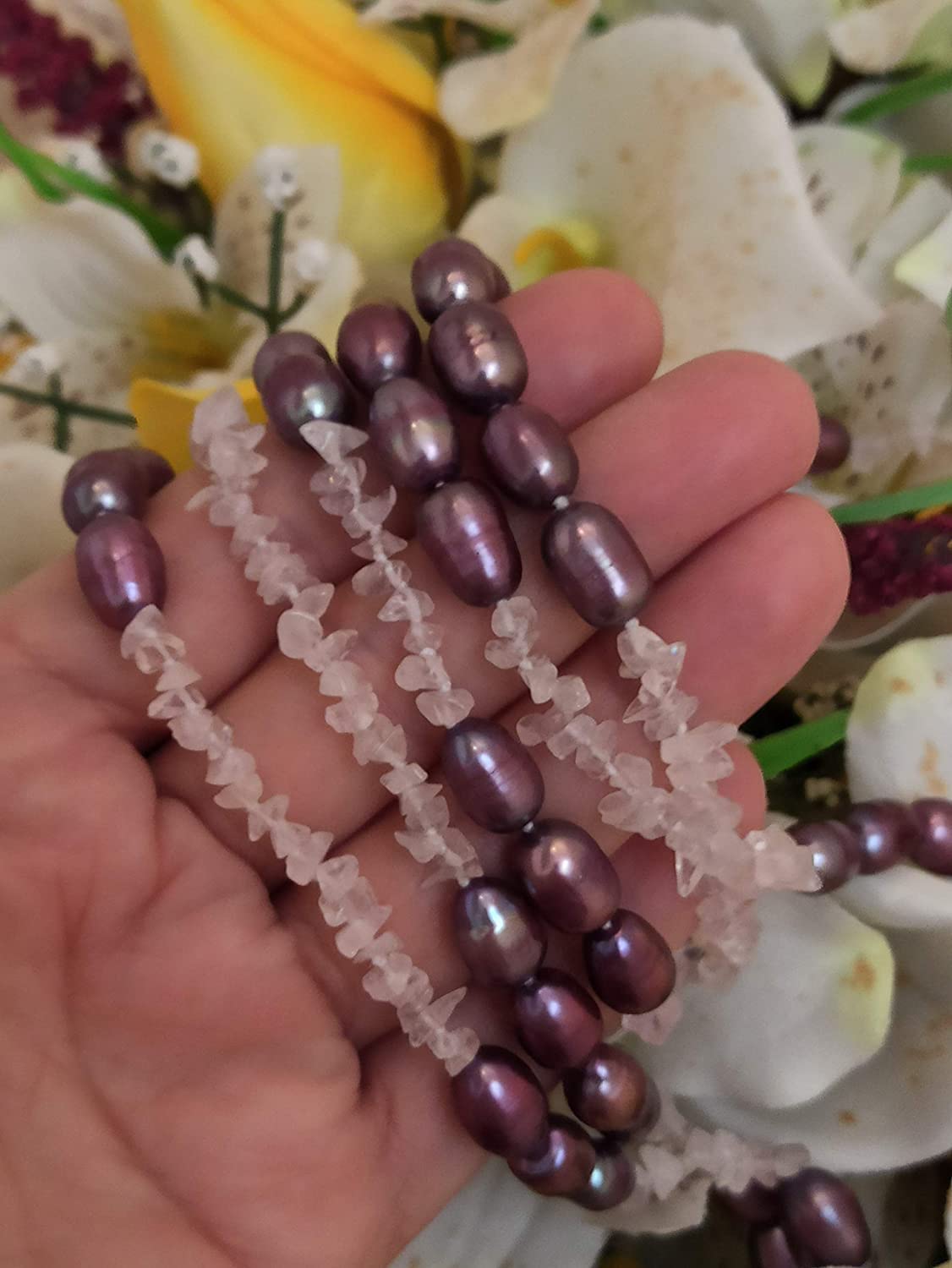 Luxury Natural Amethyst Pearl Necklace for Women - 62