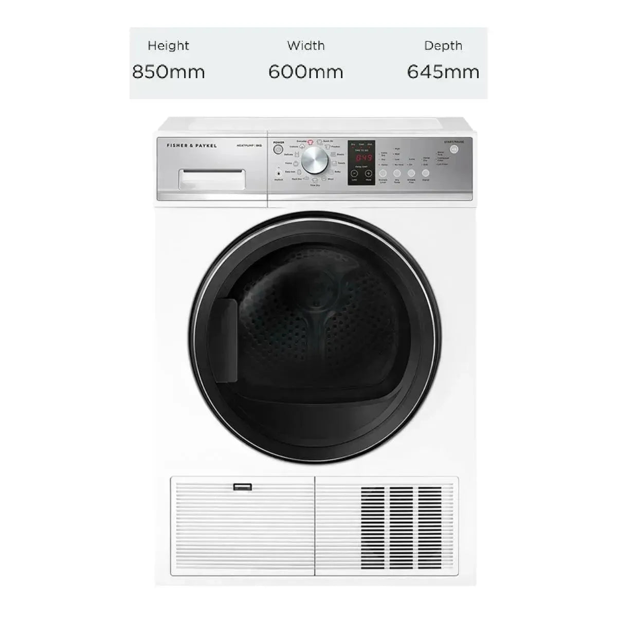 Fisher & Paykel 8kg Heat Pump Condensing Dryer DH8060P3 - Energy Efficient Clothes Dryer for Home & Laundry Room | Perfect for Small Families & Apartments