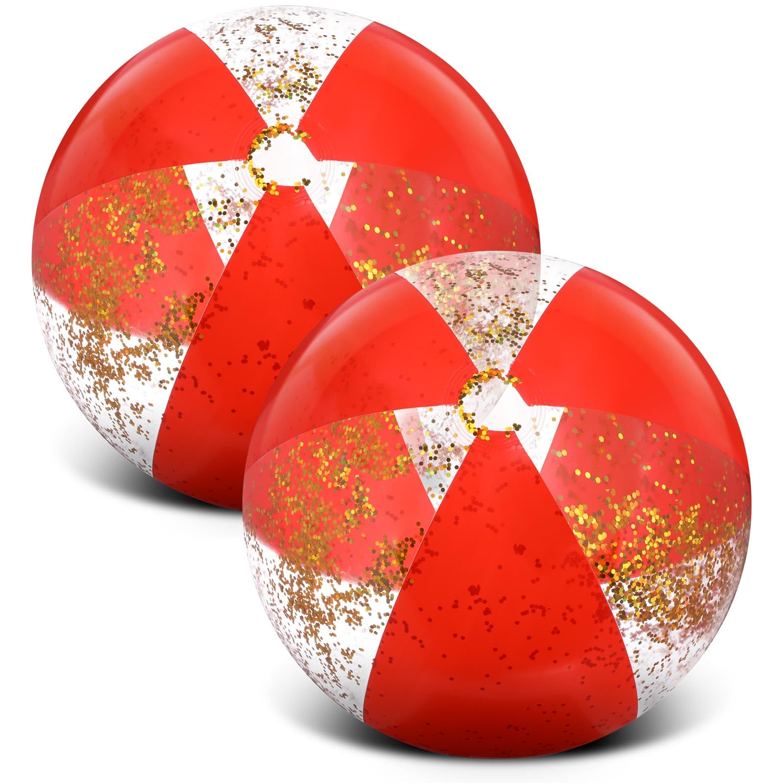 **Syhood 2-Pack 16-Inch Glitter Beach Balls with Gold Confetti - Inflatable Pool Toys for Adults, Summer Parties, Birthday Favors, and Poolside Fun**