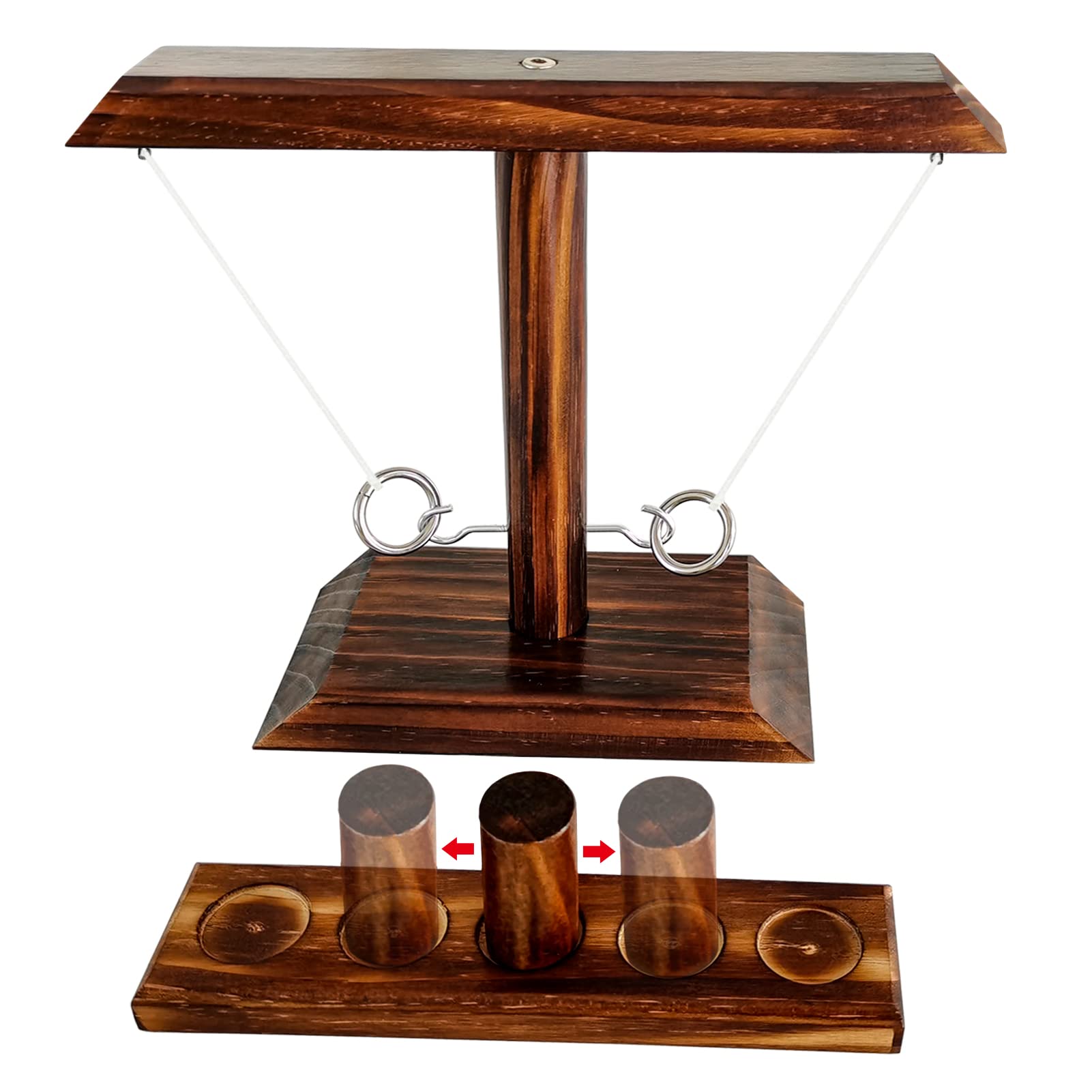 Premium Wooden Ring Toss Game Set - Tabletop Hook & Ring Toss for Kids & Adults - Fun Indoor/Outdoor Party Games for Family Gatherings, Backyard BBQs, and Beach Outings