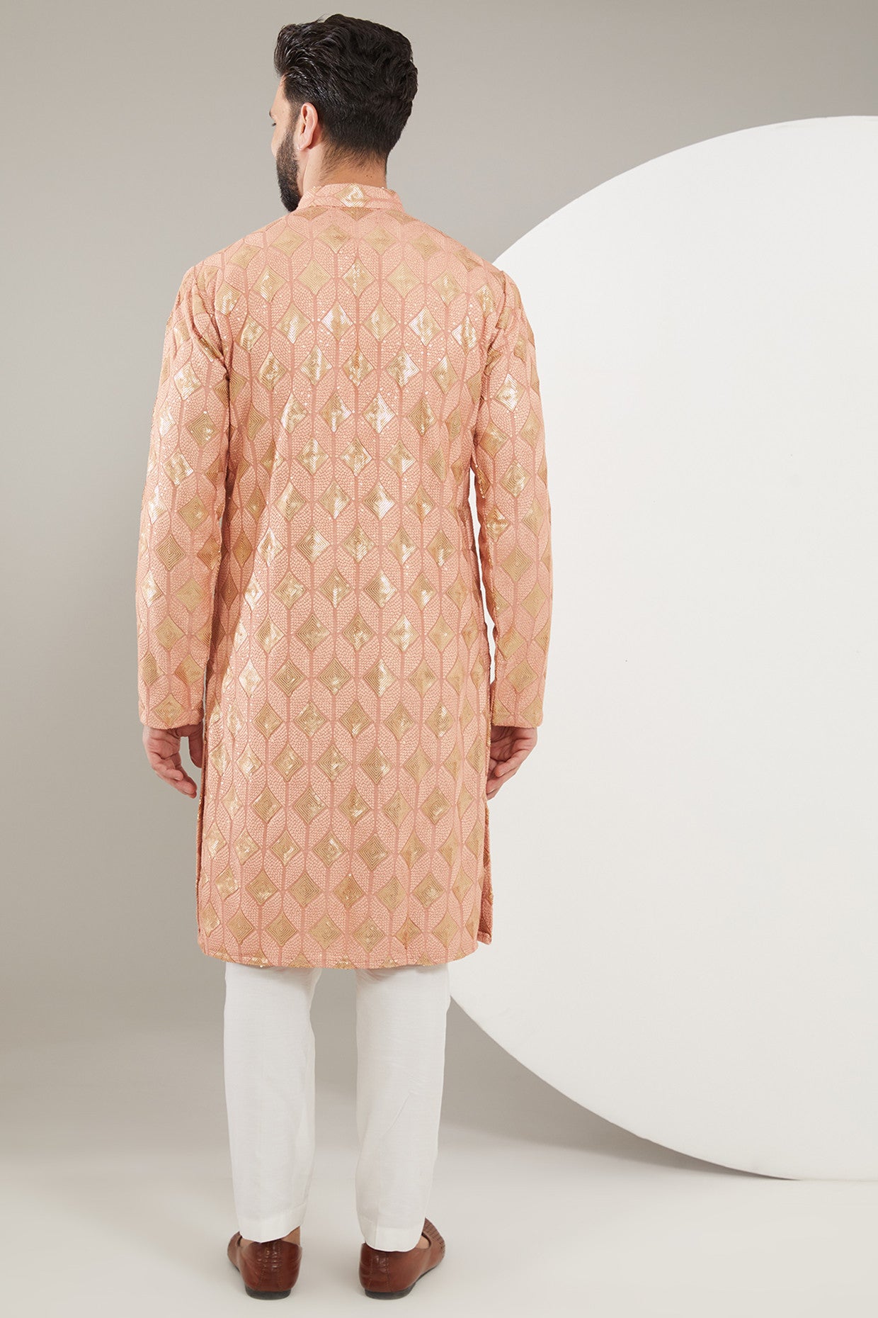 Elegant Mud Peach Chikankari Kurta for Women - Traditional Indian Embroidered Tunic Top - Perfect for Festivals, Weddings & Casual Wear