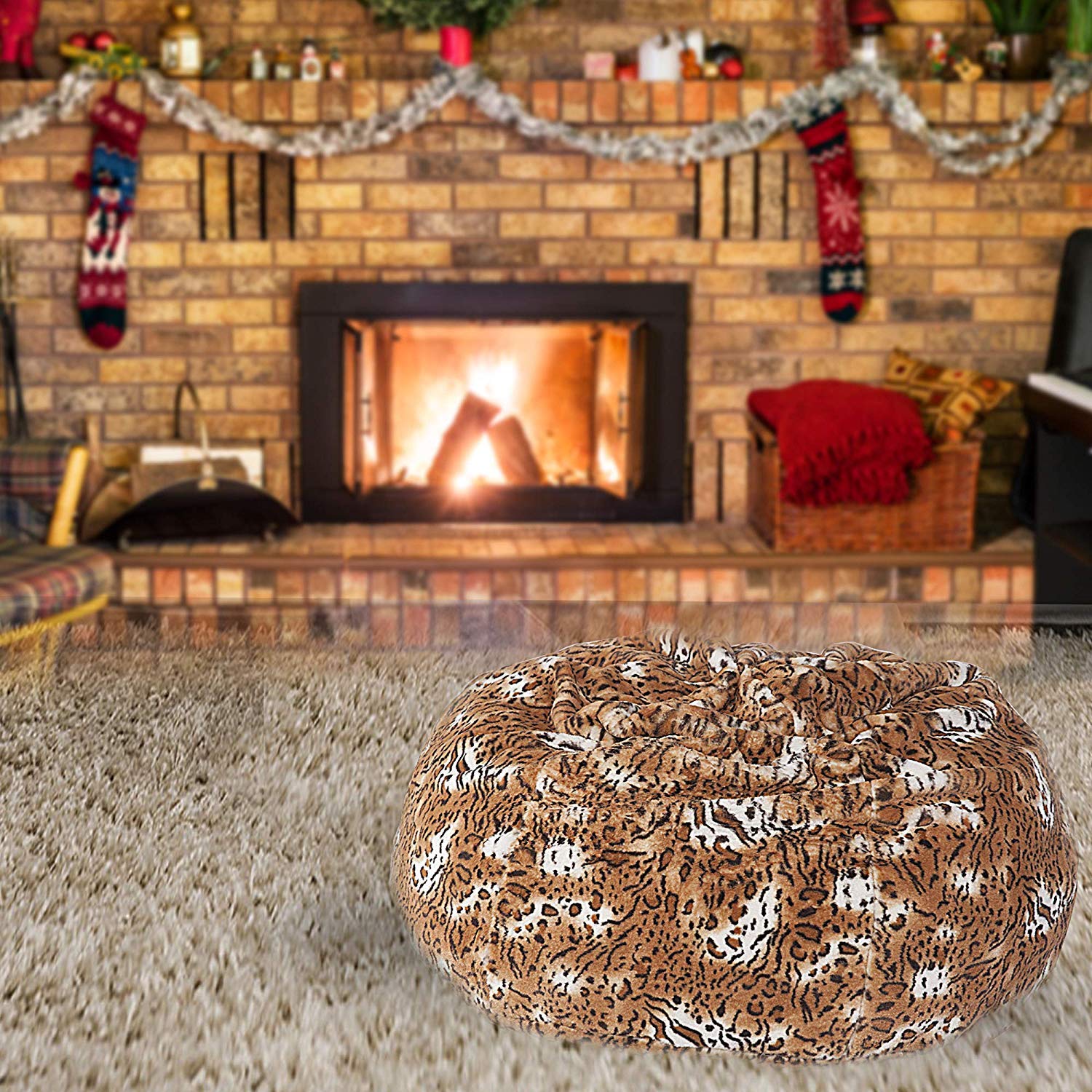 Soft Faux Fur Bean Bag Chair with Memory Foam - Cozy Plush Lounger for Living Room, Bedroom & Game Room - Perfect for Relaxing, Reading & Gaming