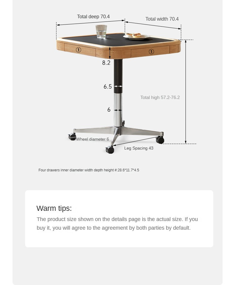 Solid Oak Lift-Top Coffee Table with Storage - Modern Square Movable Design for Living Room, Home Office & Small Spaces