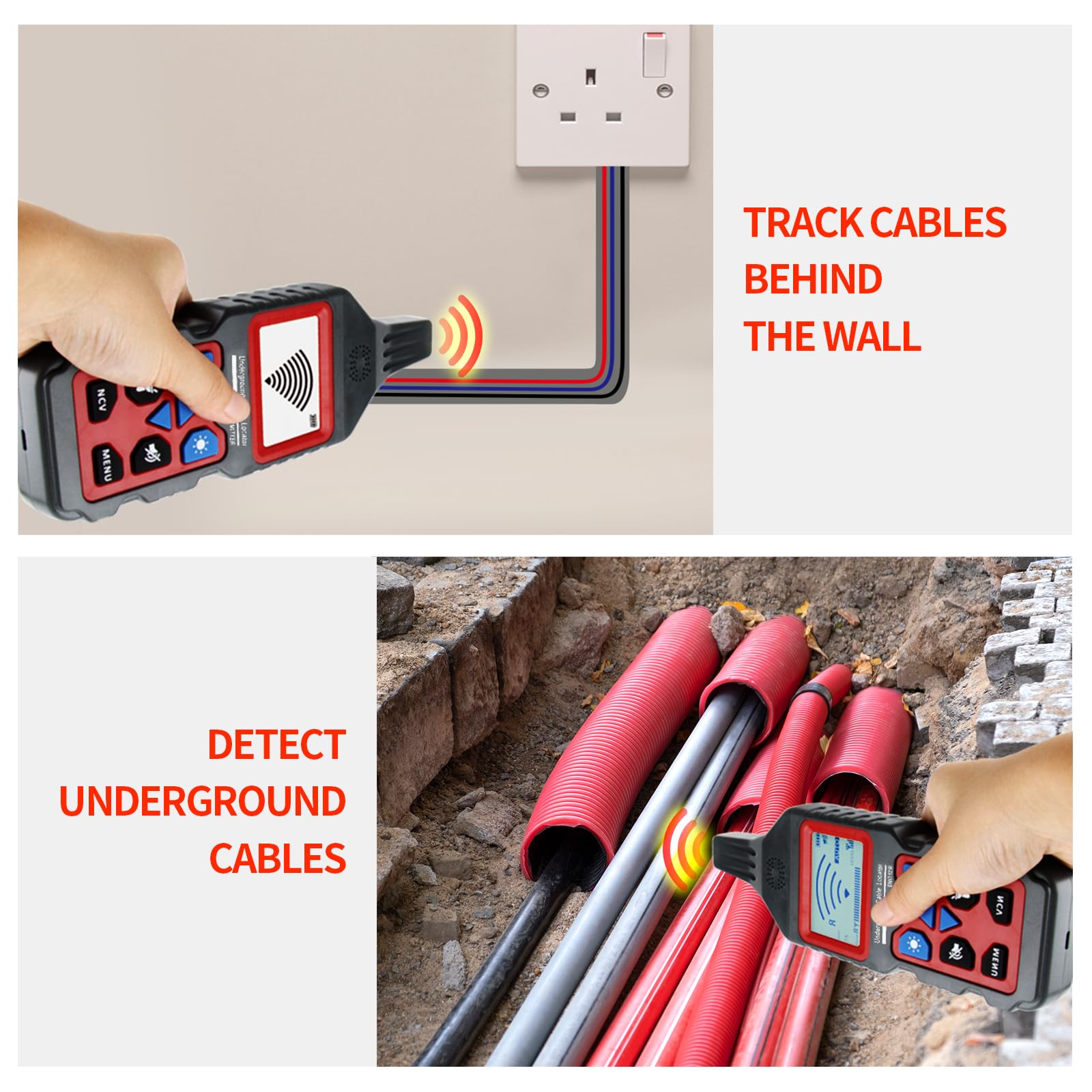 NOYAFA NF-826 Underground Cable Tester - Wire Locator & Pipeline Detector for Wall & Short Circuit Testing