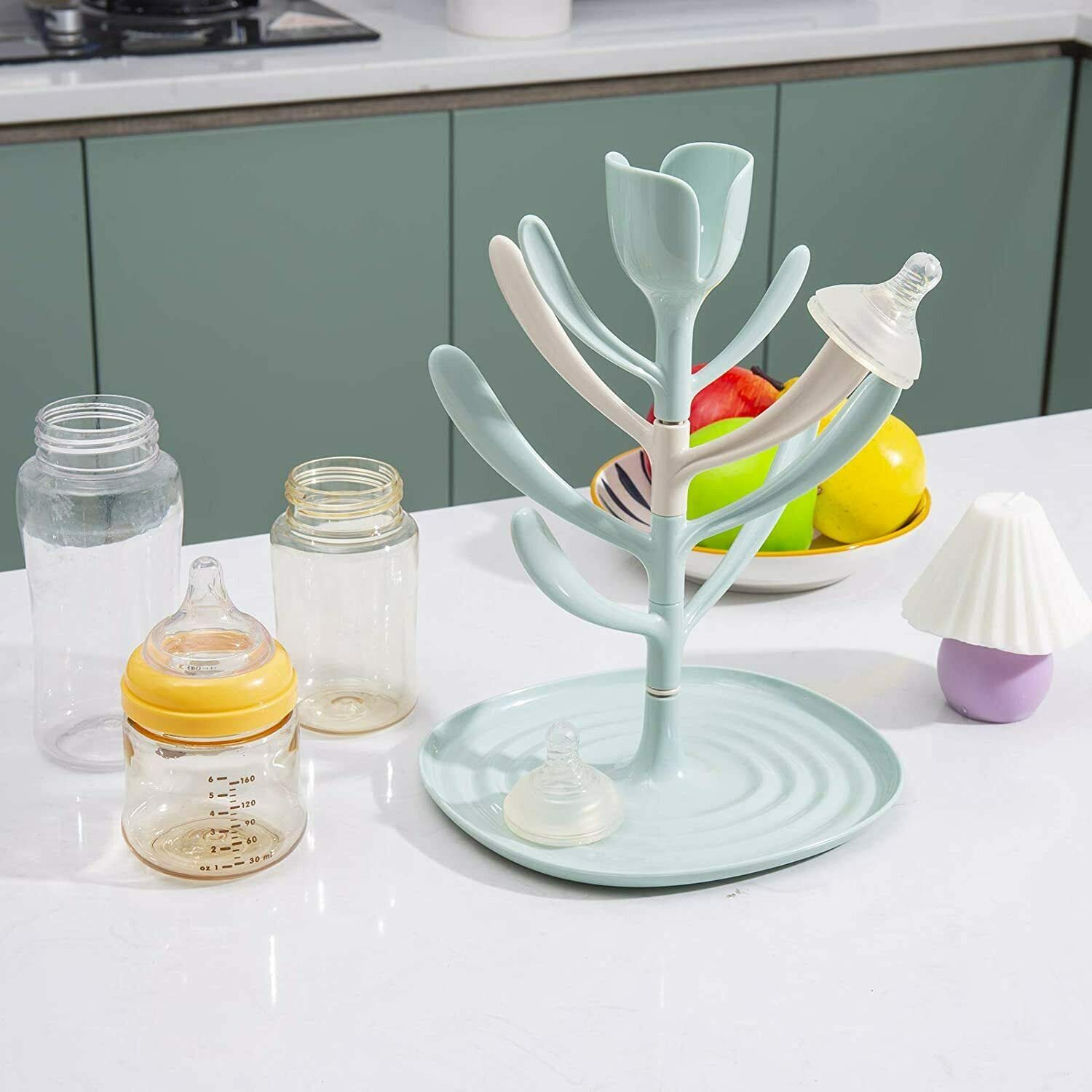 Magik Baby Bottle Drying Rack - Organizer for Baby Bottles, Pacifiers, Pump Parts & Jewelry | Space-Saving Nursery Storage Solution | Perfect for Breastfeeding Moms & Baby Care (Bluish Green)