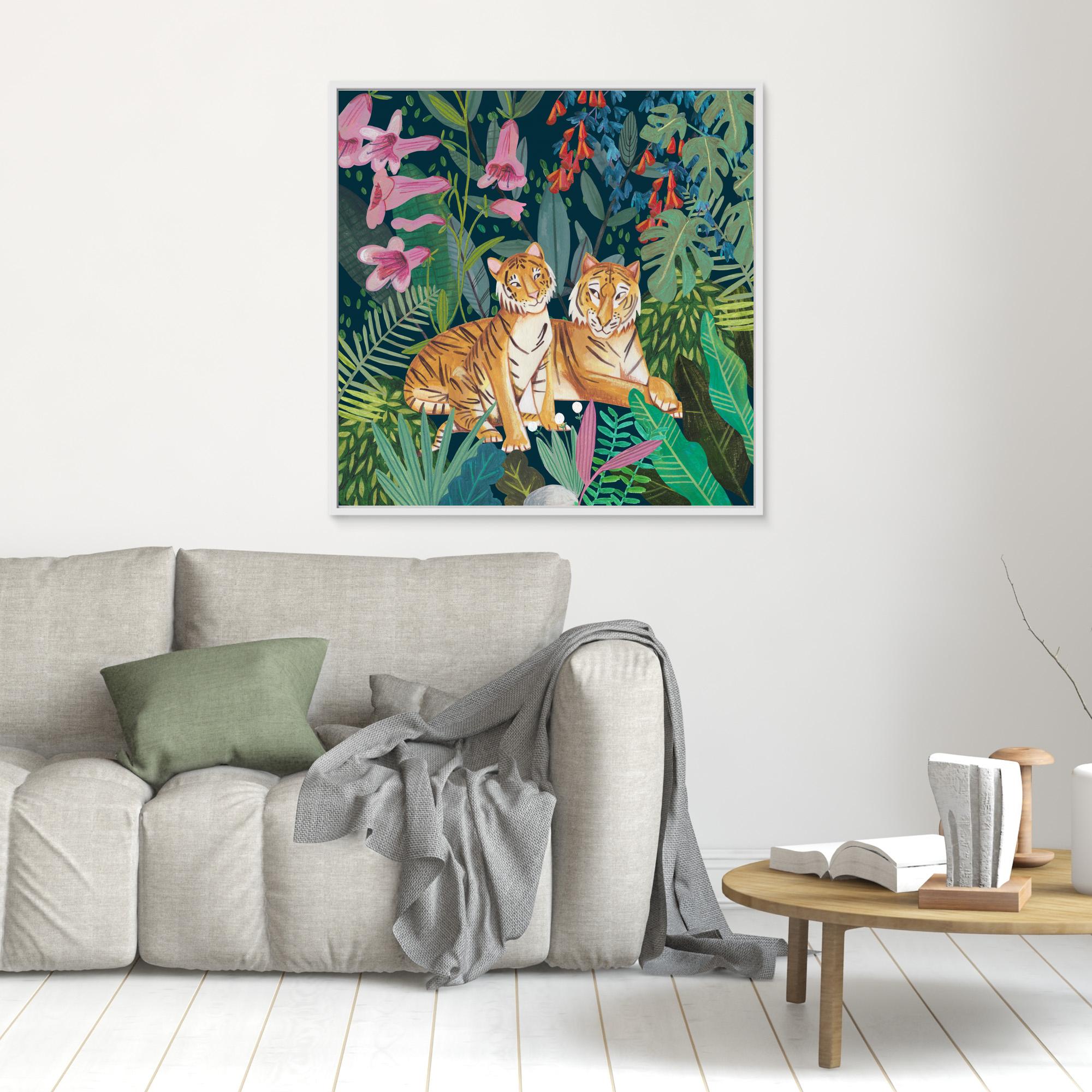 Premium Canvas Print - Tigers in the Jungle by Caroline Bonne Müller - Stunning Wildlife Wall Art for Living Room, Bedroom & Office Decor