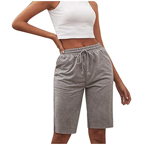 Women's High Waist Yoga Shorts with Drawstring - Elastic Waistband Gym Running Workout Shorts - Breathable Quick Dry Athletic Shorts for Yoga, Running, Beach & Casual Wear