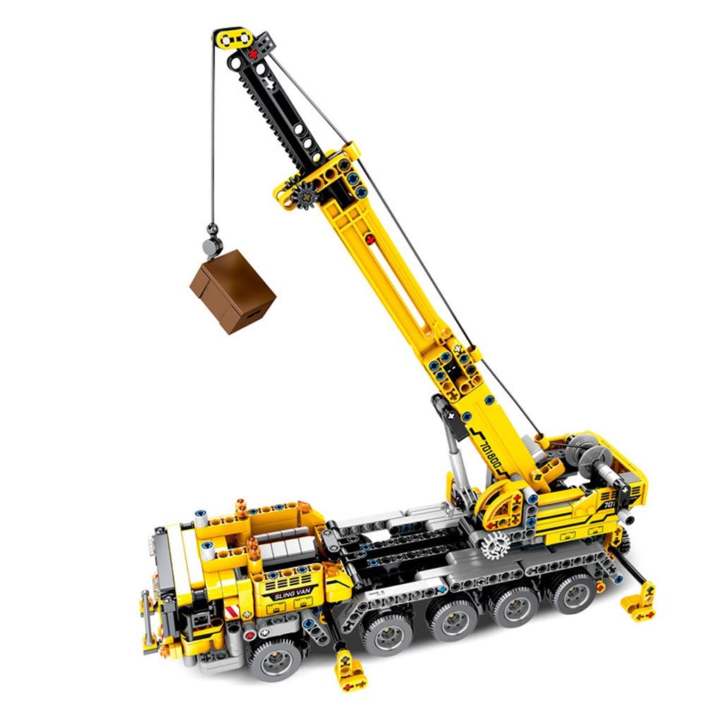 WJJ Kids Building Blocks - Engineering Vehicle Series, Large Crane Assembly Model with Pellets | STEM Educational Toys for Boys & Girls | Creative Play & Early Learning Development