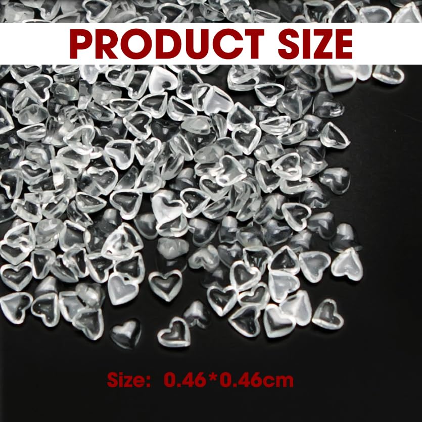 200 Pcs Clear Heart Nail Art Charms - 3D Mixed Size Love Rhinestone Decorations for Acrylic Nails, DIY Manicure, Women's Craft & Jewelry Making - Perfect for Valentine's Day, Bridal Shower & Party Nail Designs