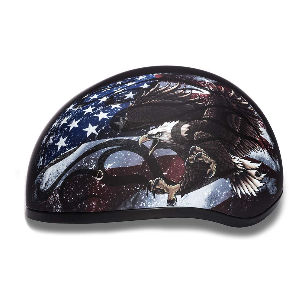 Daytona Half Skull Cap Motorcycle Helmet - DOT Approved Safety Gear for Men & Women [Multiple Graphic Designs] - Perfect for Cruiser, Chopper and Street Bike Riders