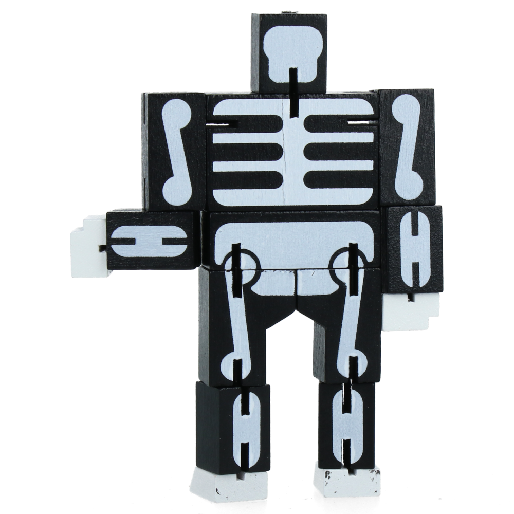 Micro Cubebot Black/Skeleton Wooden Puzzle Toy - Fun Brain Teaser & Stress Relief for Kids & Adults - Perfect for Office, Home, and Travel