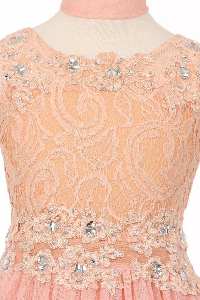 Little Girls' See-Through Waistline Lace Flower Dresses - Elegant & Comfortable for Parties, Weddings & Special Occasions