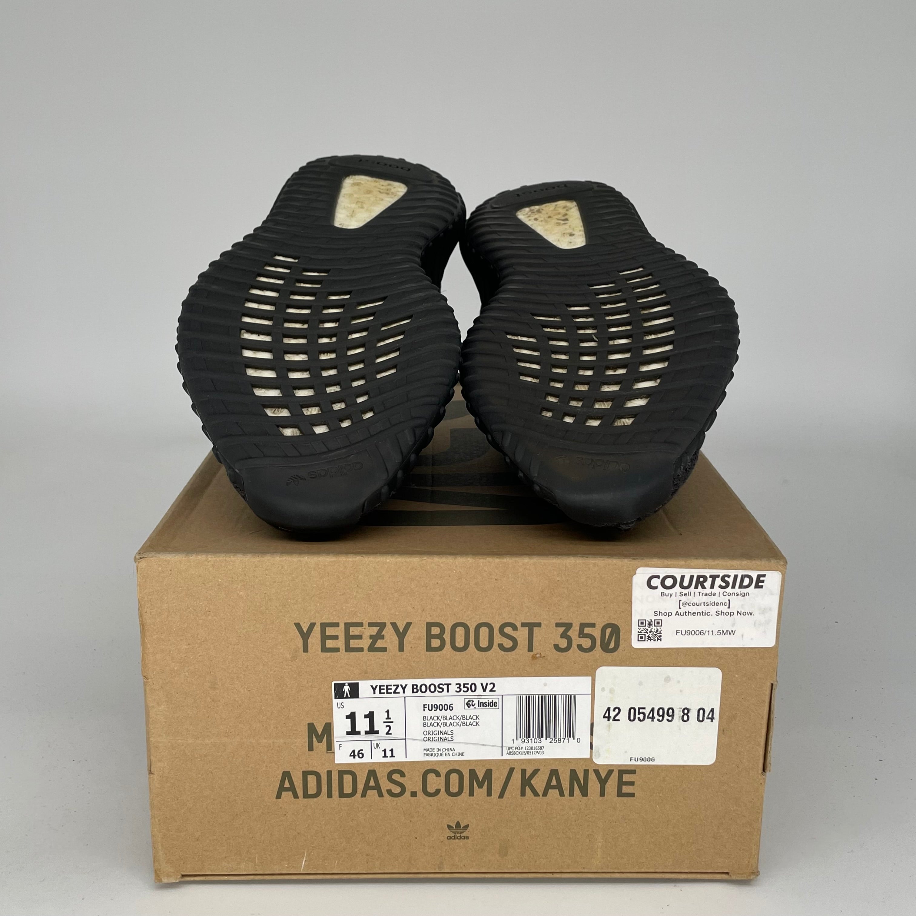 Adidas Yeezy Boost 350 V2 Black Non-Reflective Men's Running Shoes Size 11.5 - Style Code FU9006 | Perfect for Casual Wear, Gym & Street Fashion