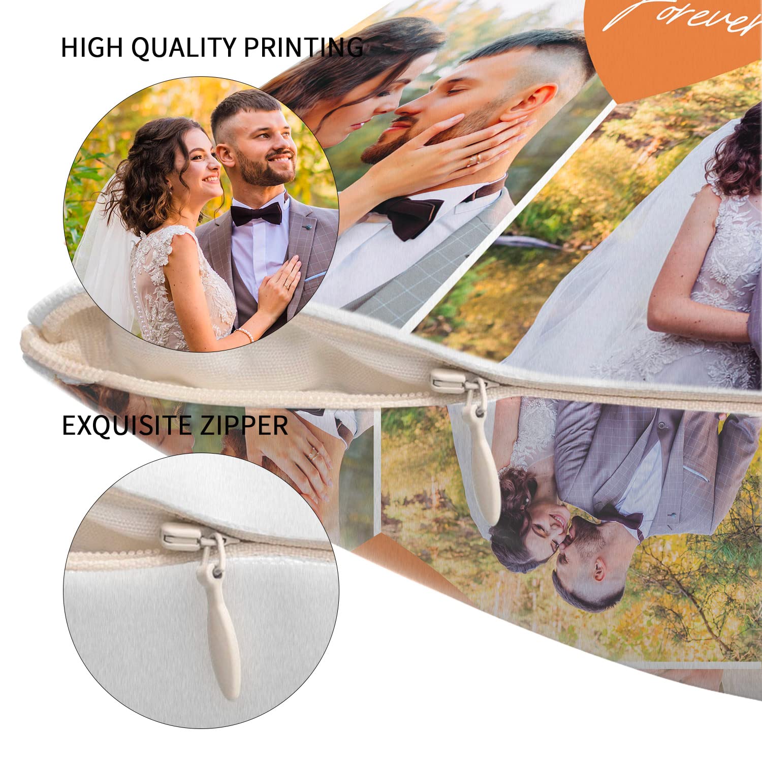 Custom Photo Pillow with Picture & Text - Personalized Couple Gift for Valentine's Day, Anniversary & Special Occasions - 18x18 Inch Throw Pillow Cover (No Filling) - Perfect for Home Decor, Romantic Gifts & Memory Keepsakes