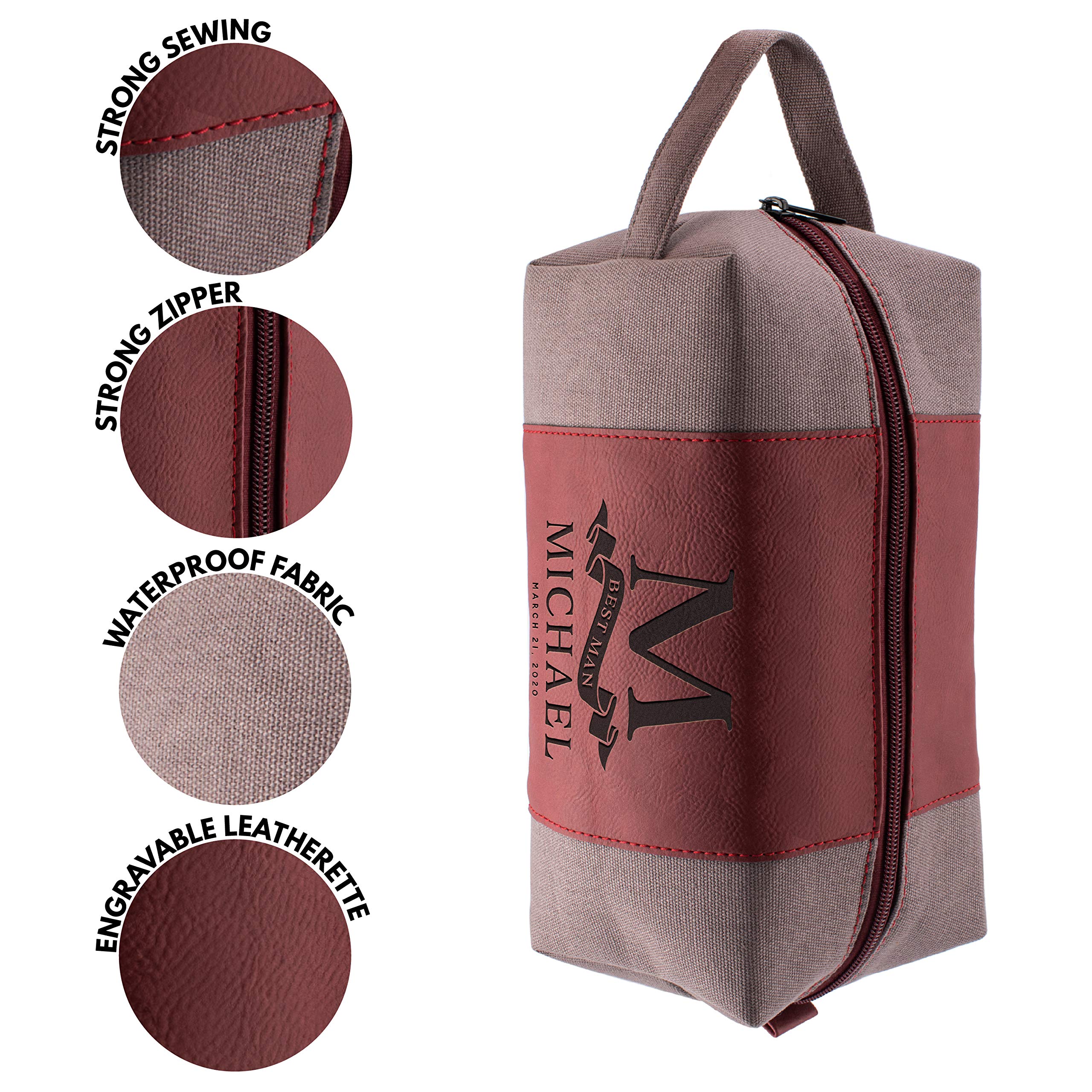 Personalized Groomsmen Gifts - Custom Engraved Men's Toiletry Bag for Wedding Party, Best Man & Bridesmaid - Perfect Bachelor Party, Honeymoon & Travel Essentials