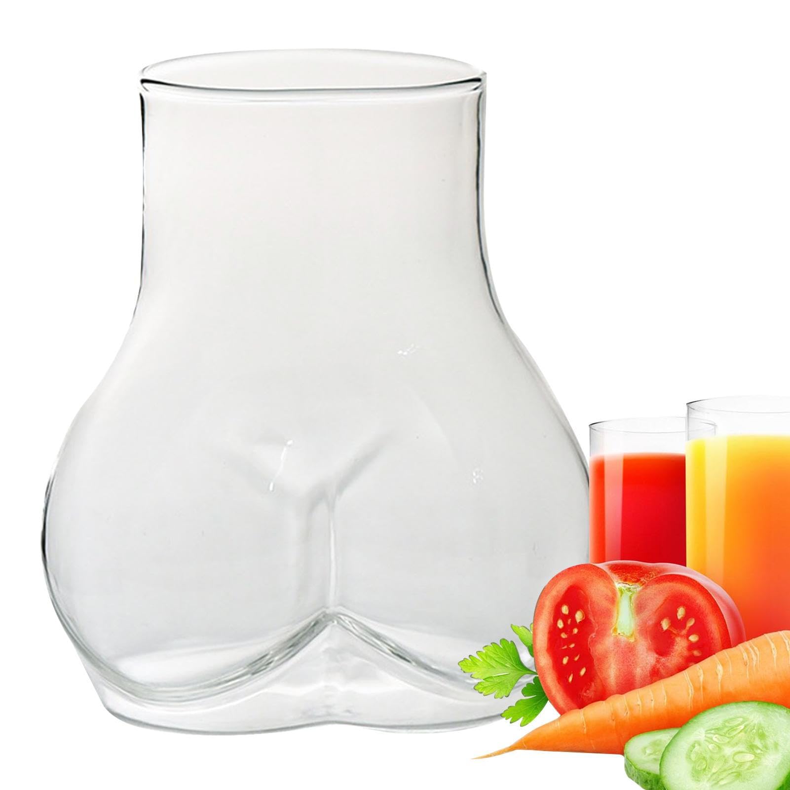 3D Butt Shaped Borosilicate Glass Cup - 450ml Novelty Funny Body Shaped Mug for Beer, Cocktail, Juice, Tea & Coffee | Creative Whiskey Glass | Perfect for Parties, Gag Gifts & Home Bar Decor