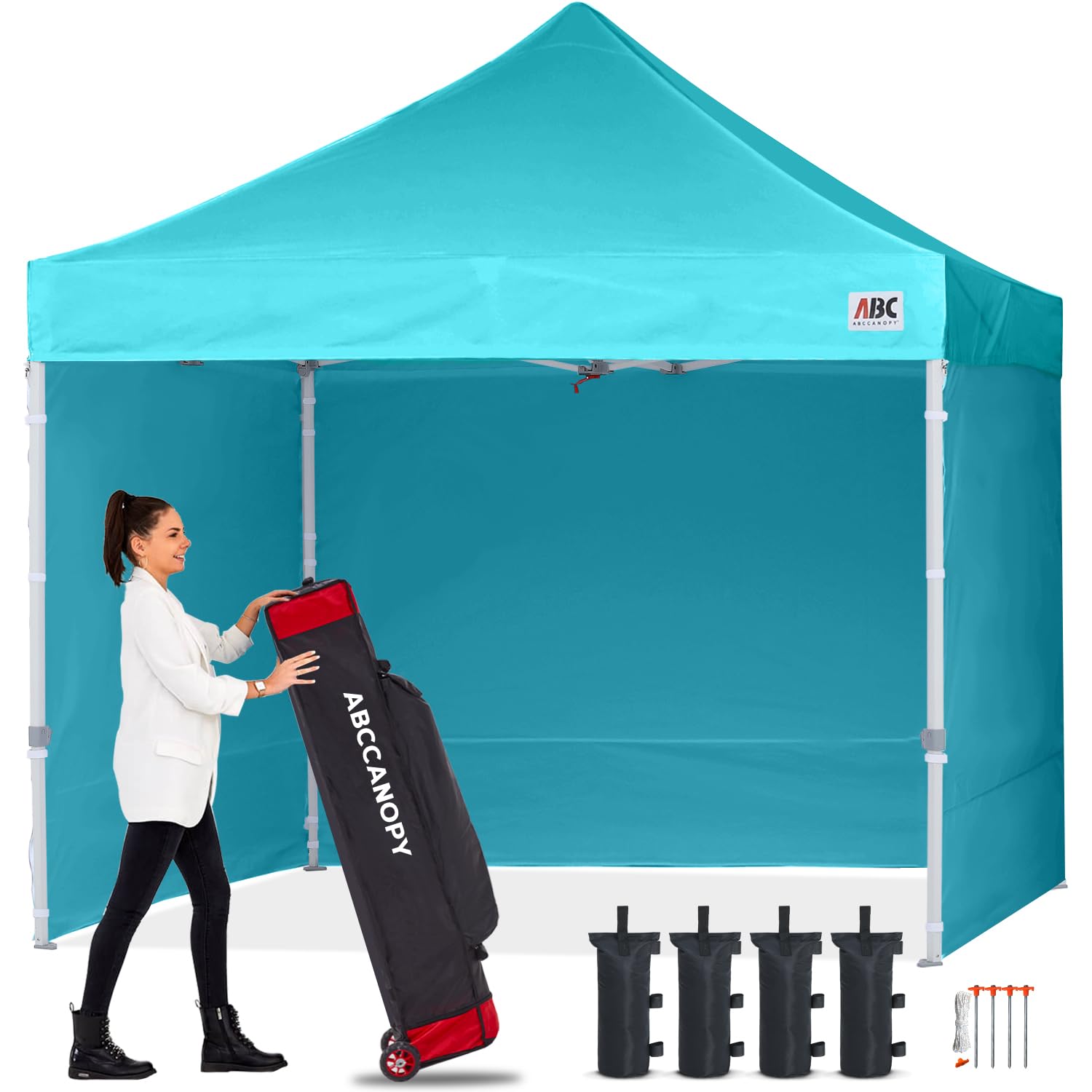 ABCCANOPY 8x8 Commercial Easy Pop Up Canopy Tent with Removable Sidewalls - Sky Blue Outdoor Shelter for Parties, Markets & Camping