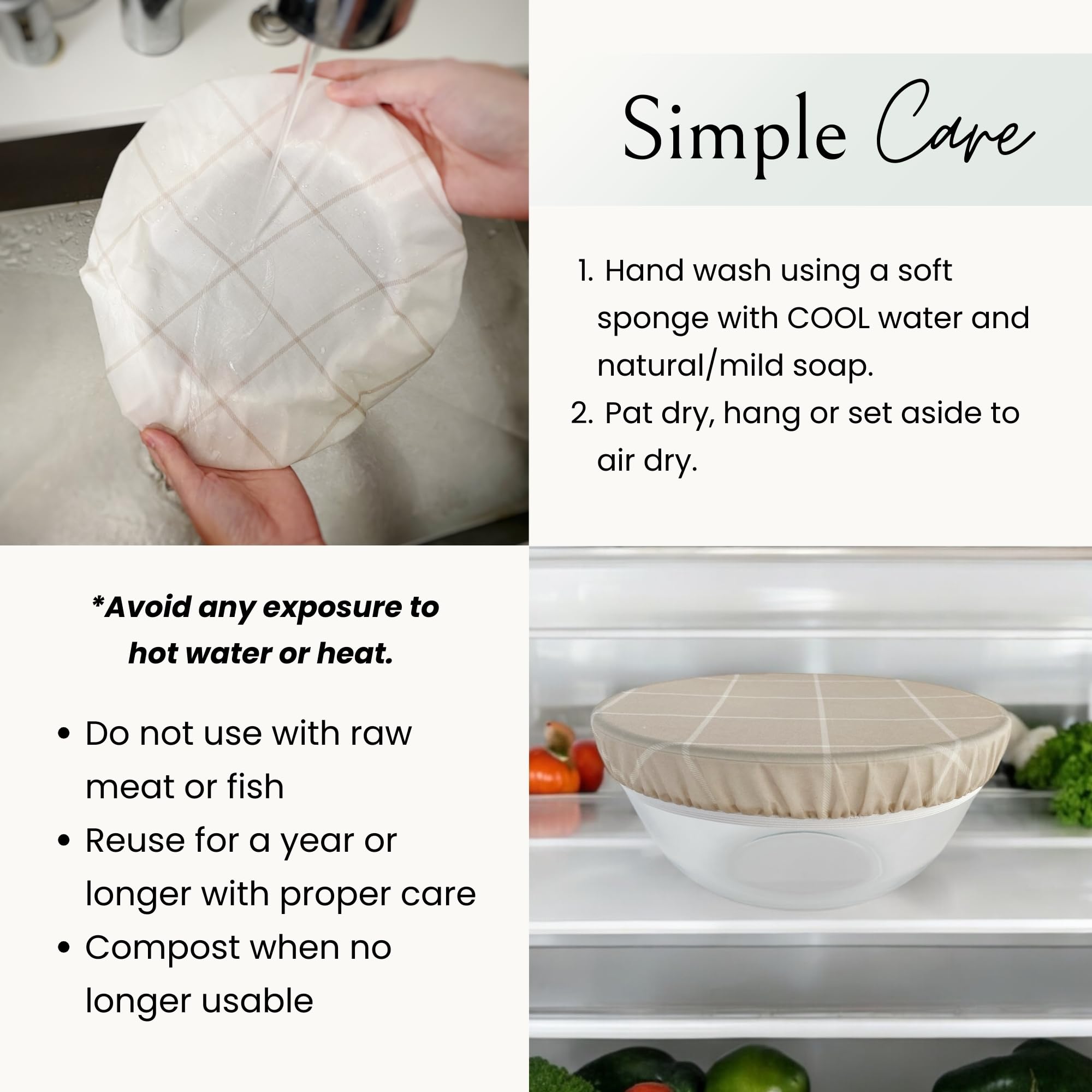 Reusable Beeswax Bowl Covers for Bread Proofing - 2 Large Elastic Cotton Cloth Covers for Sourdough Rising & Dough Proofing | Eco-Friendly Bread Bowl Covers for Baking, Meal Prep & Food Storage