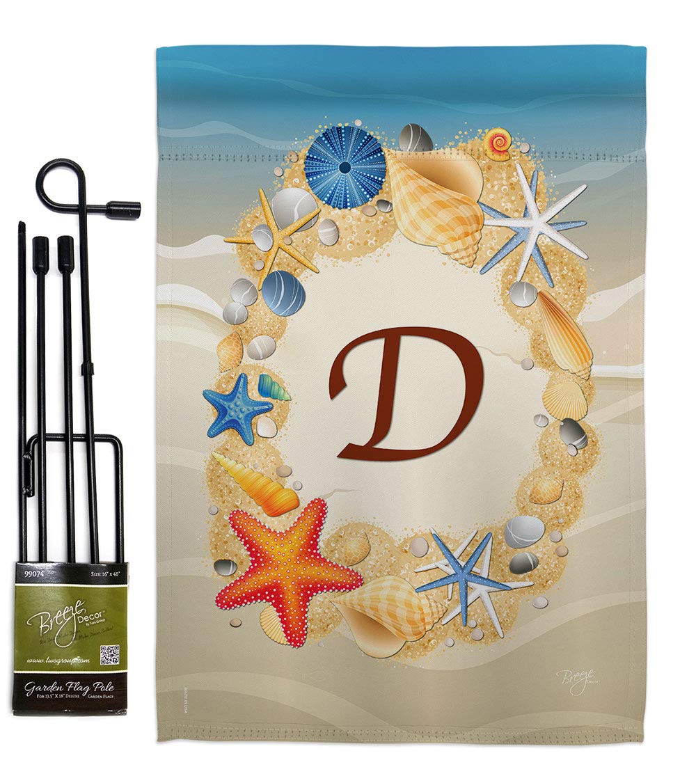 Summer Monogram Garden Flag Set - Coastal Beach Decor for Outdoor Yard
