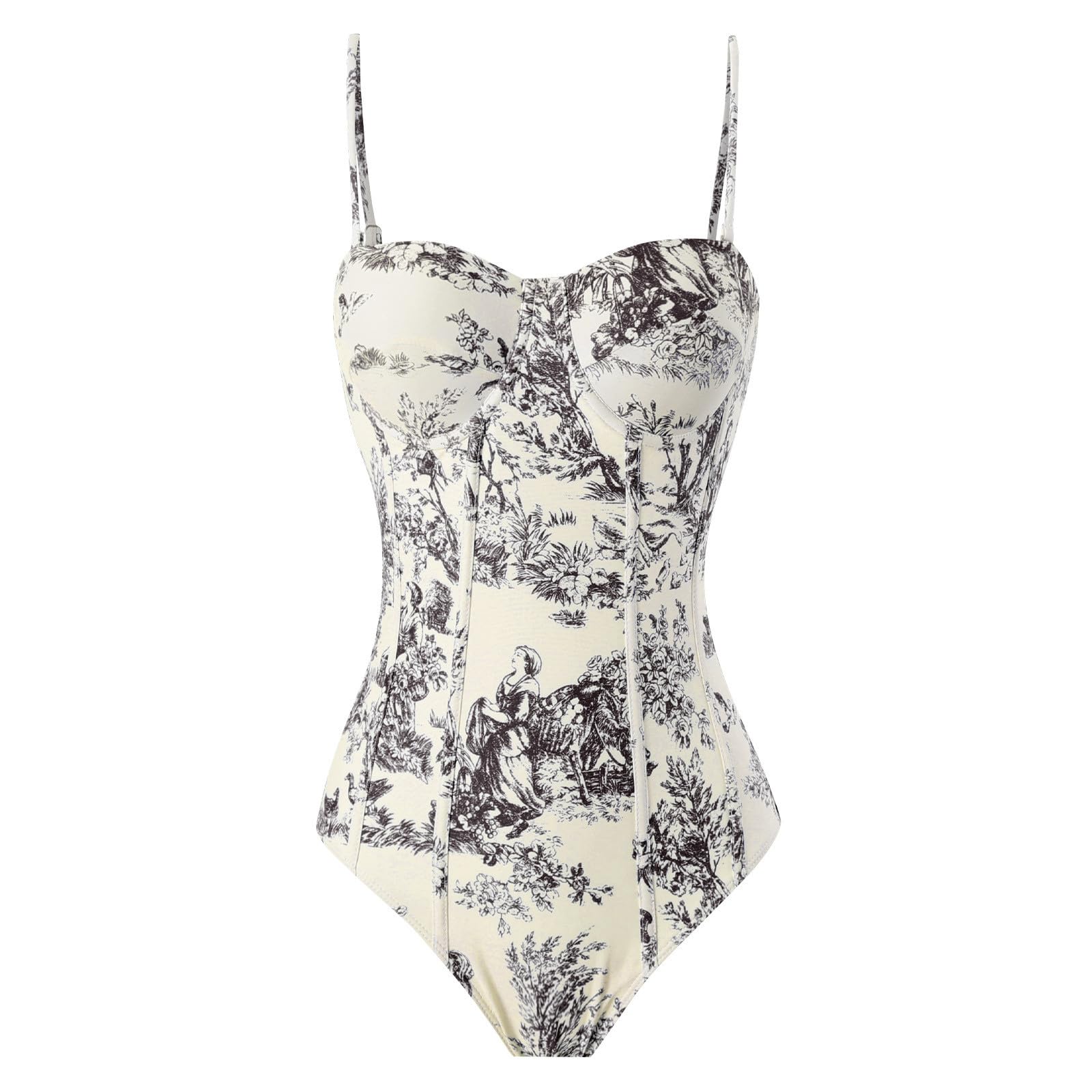 Women's Floral Push Up Bikini Set with Wrap Skirt - Beach & Pool Party