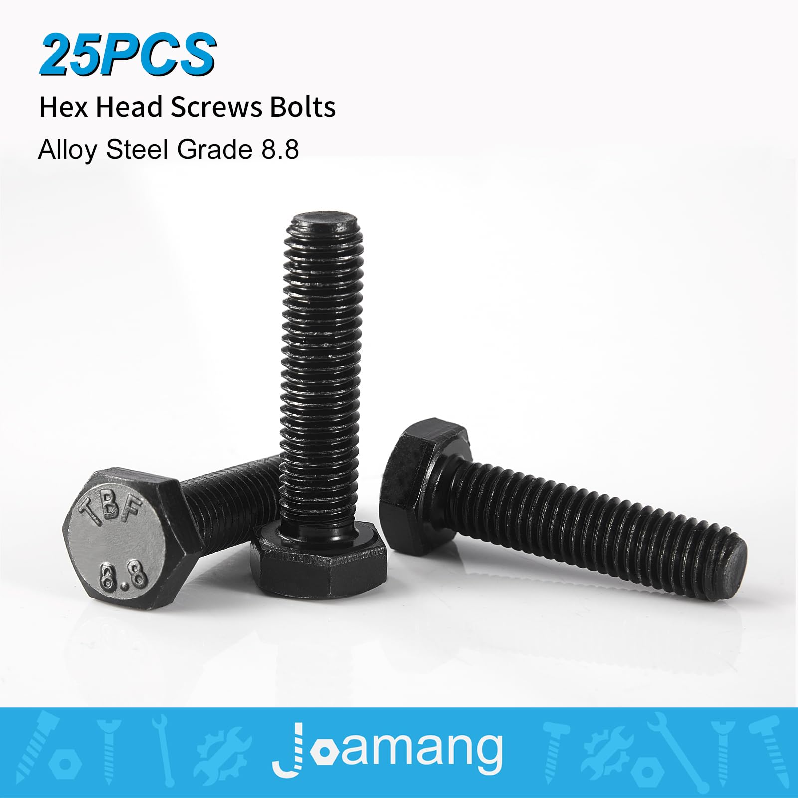 M6x25mm Hex Bolts 25Pcs - 8.8 Grade Alloy Steel for DIY & Machinery