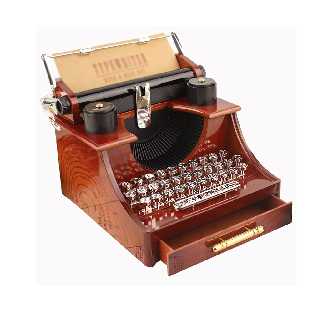Vintage Retro Typewriter Music Box - Mechanical Hand-Cranked Home & Office Decor, Kids Gift for Birthday & Christmas | Perfect for Vintage Lovers, Writers, Music Enthusiasts & Home Décor