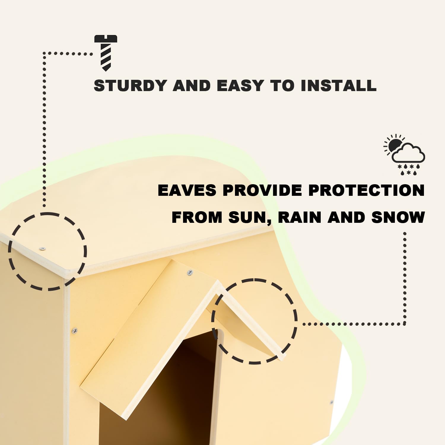 **Weatherproof Outdoor Cat House - Insulated Wooden Shelter for Stray & Feral Cats with Escape Door - Durable Waterproof Design for Year-Round Protection (Ideal for Backyards, Porches & Gardens)**