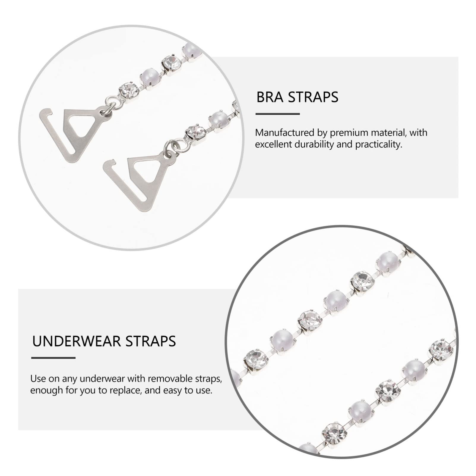 VALICLUD 3 Pairs Rhinestone Bra Straps - Sparkly Bling Diamond Underwear Straps for Dresses, Pearl Bra Strap Holders | Perfect for Weddings, Parties & Special Occasions