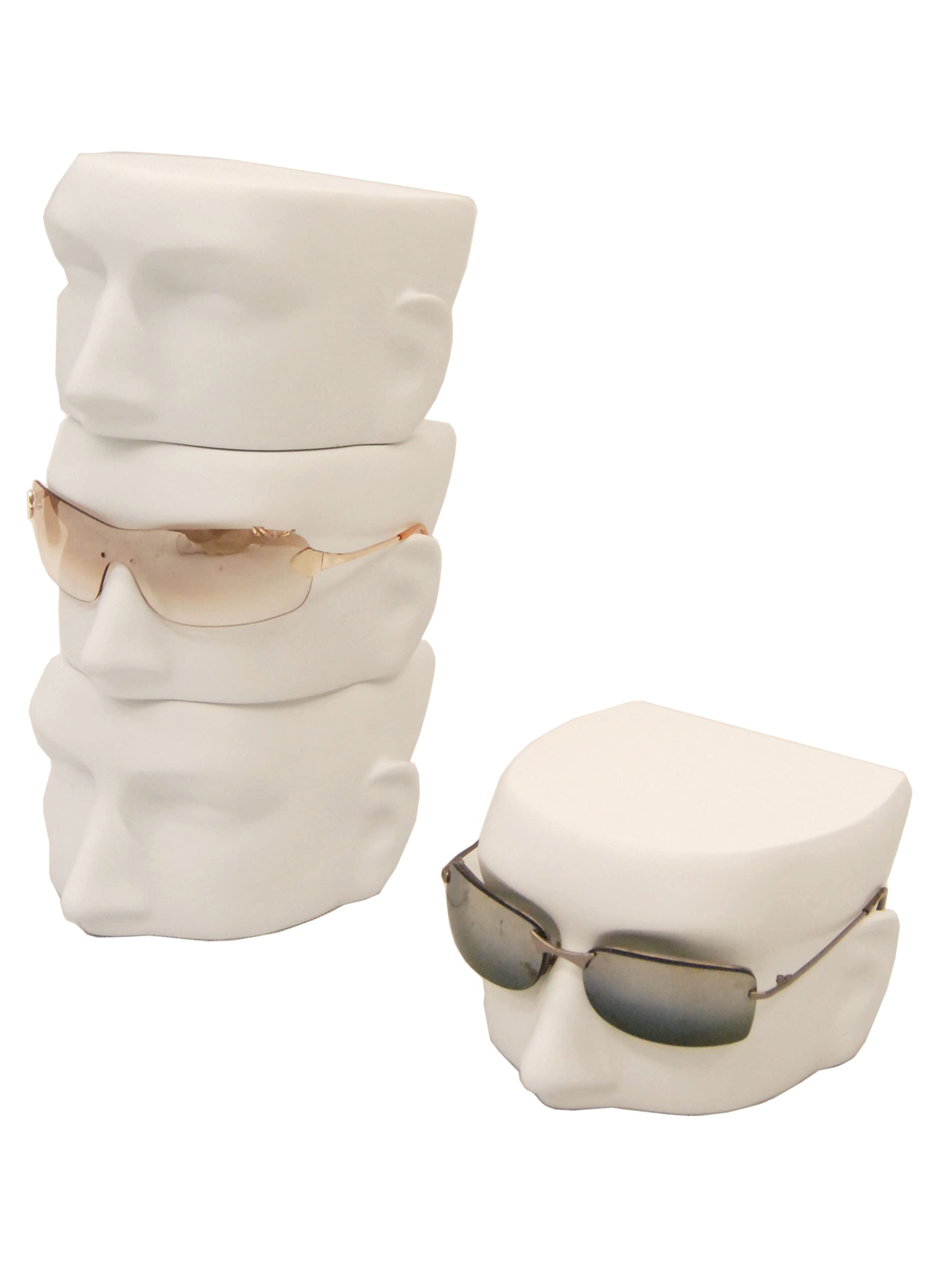 ROXYDISPLAY™ 4-Piece Male Mannequin Head Display Stand for Glasses & Eyewear - Perfect for Retail Stores, Opticians, and Fashion Showcases
