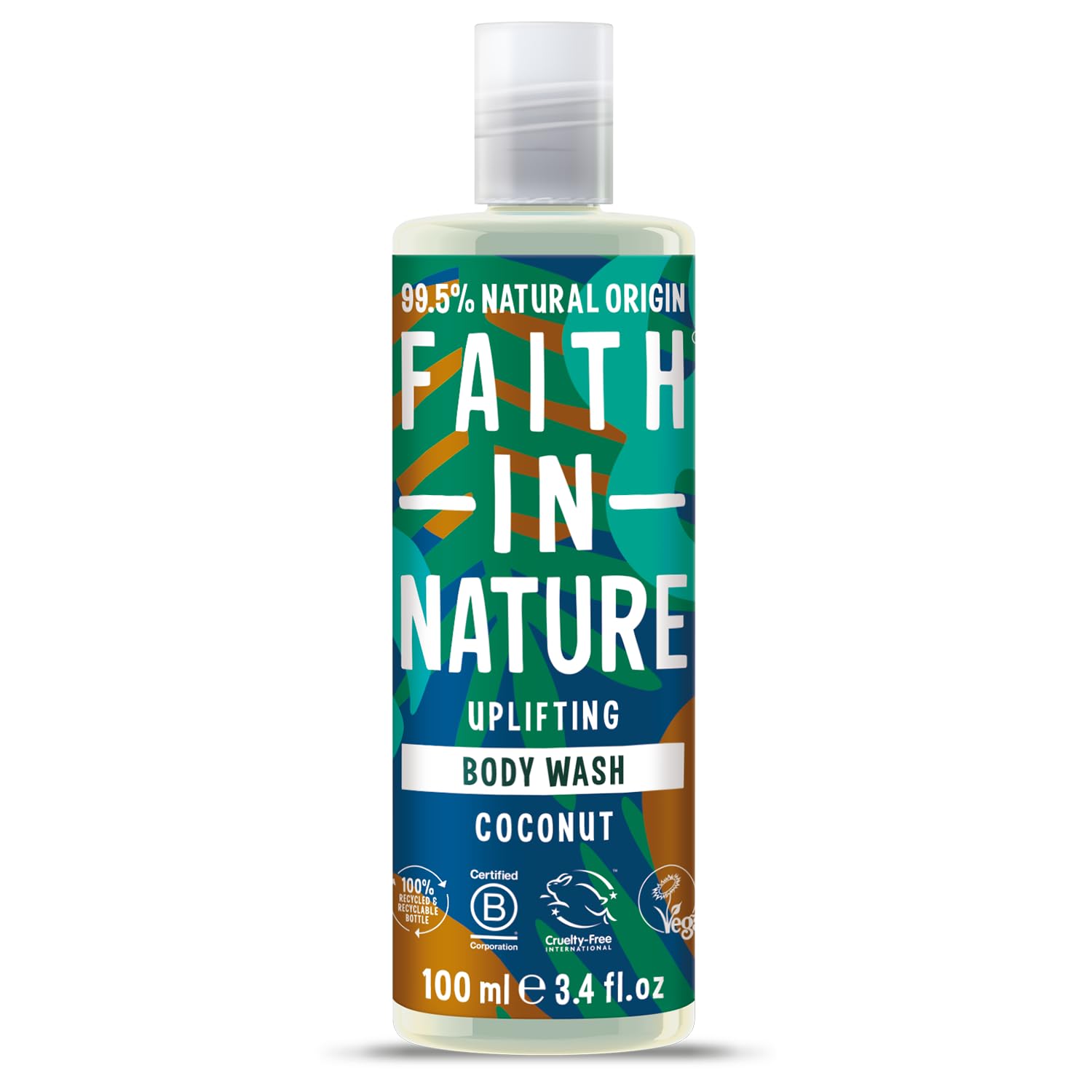 Faith In Nature 100ml Travel Size Coconut Body Wash - Vegan & Cruelty Free Shower Gel with No SLS or Parabens | Hydrating & Uplifting Coconut Scent | Perfect for Travel, Gym & Daily Shower Routine