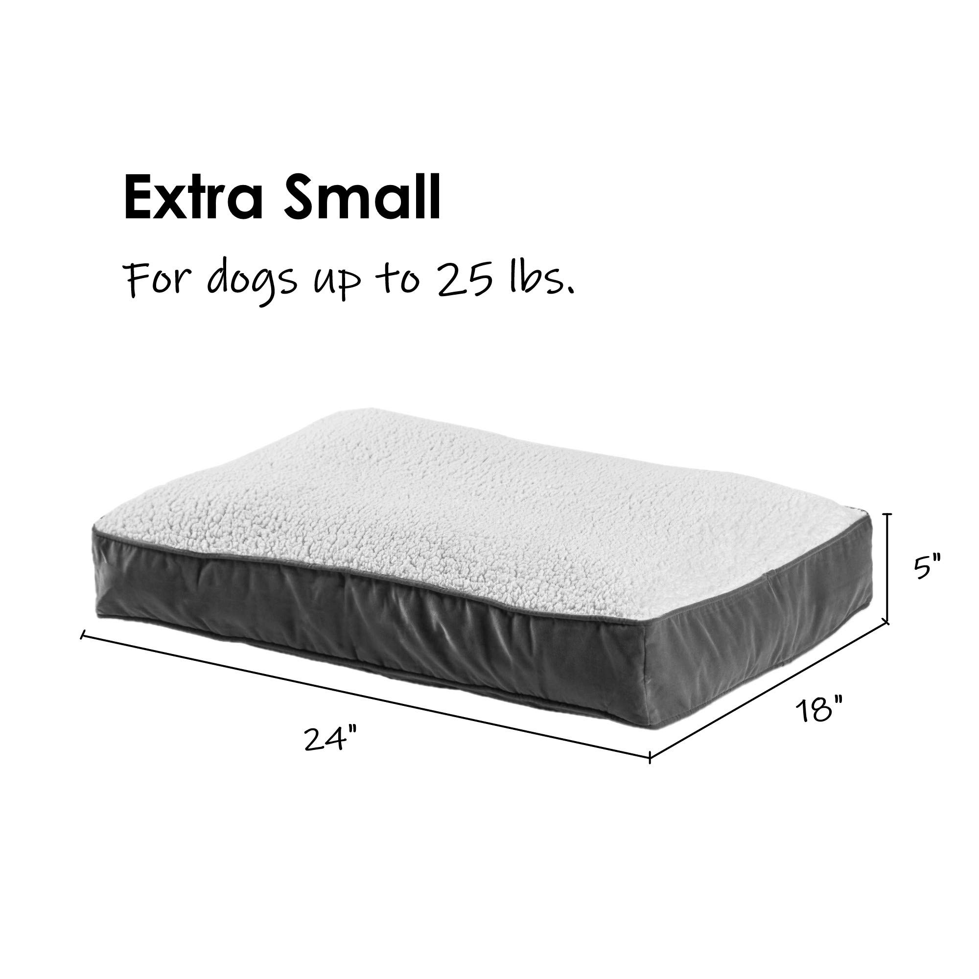 South Pine Porch Buddy Rectangle Dog Bed - Extra Small 24x18 Inch, Soft Crimson Sherpa Cover, Cozy Pet Pillow for Indoor & Outdoor Use - Perfect for Porch, Crate, or Travel