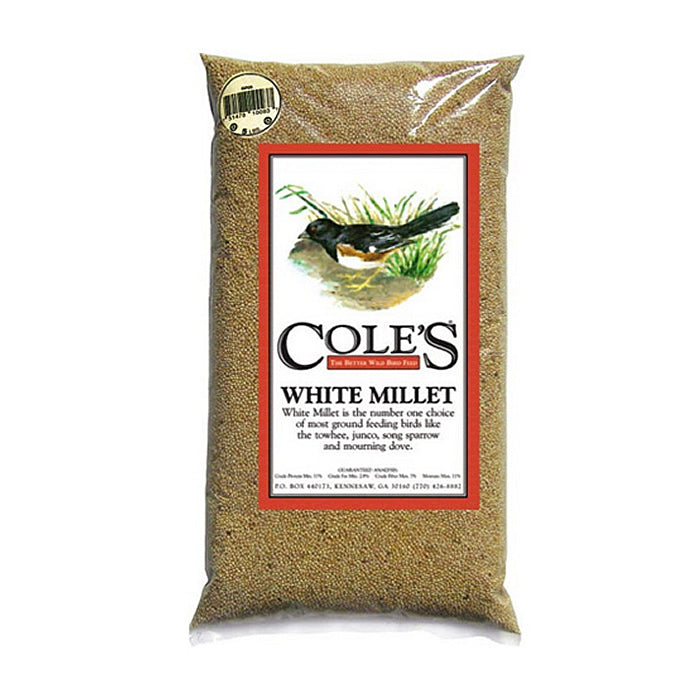 Cole's White Millet Wild Bird Seed - Premium 10 lb Bag for Attracting Finches, Sparrows & Doves - Ideal for Backyard Bird Feeders & Wildlife Gardens