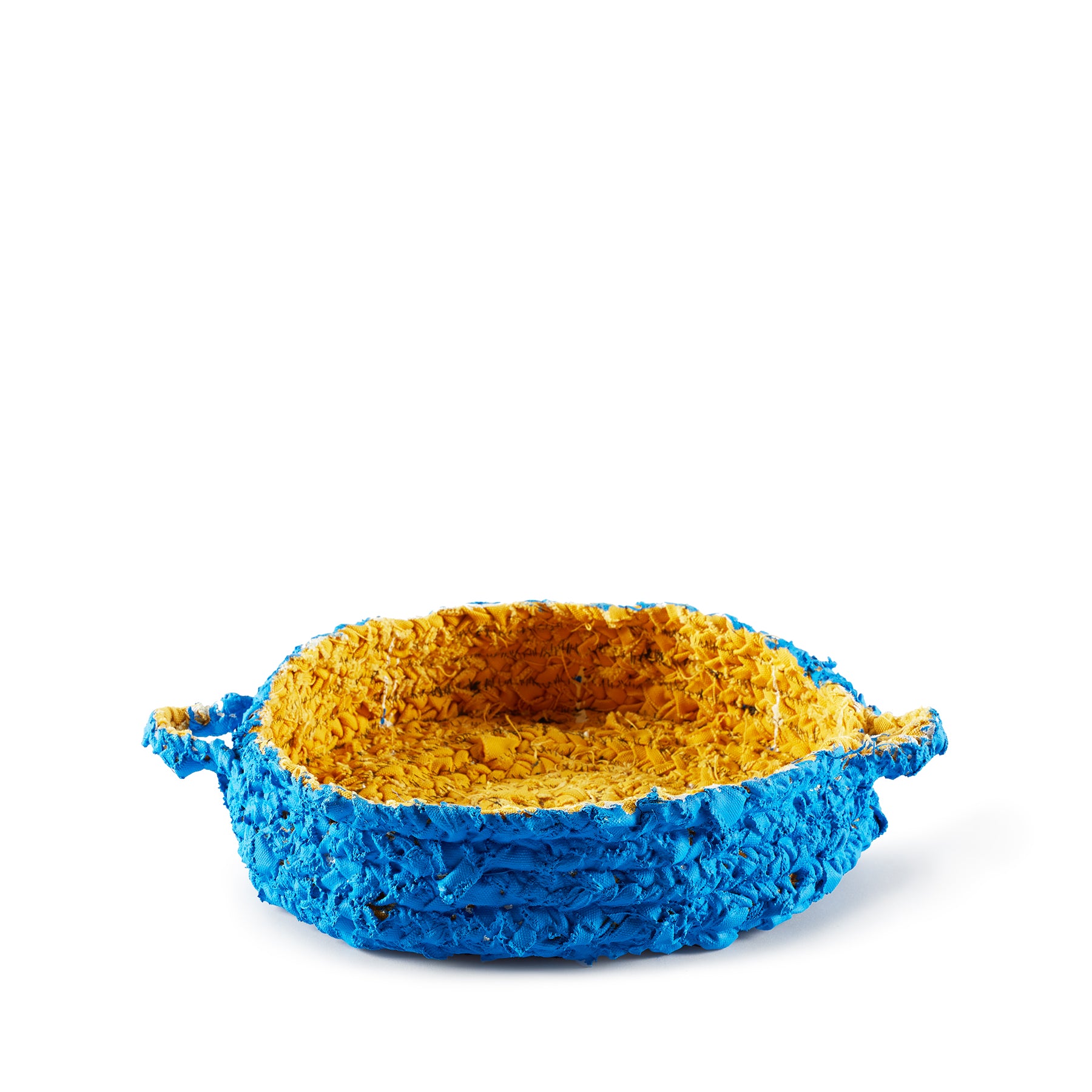 Blue and Yellow Small Round Nesting Tray Set - Stackable Serving Tray for Coffee Table, Kitchen, or Party Decor