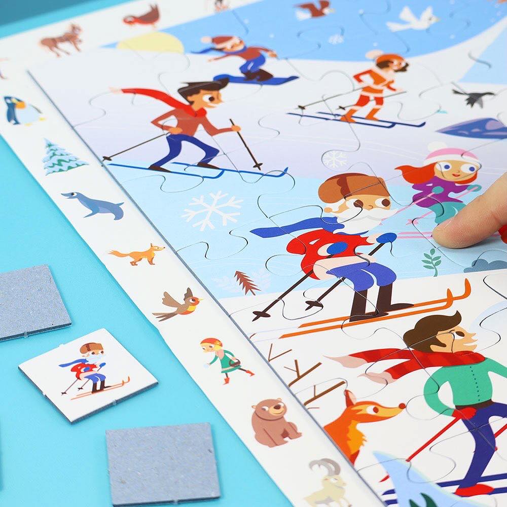 Calypto 100-Piece Winter Sports Search & Find Jigsaw Puzzle – Fun Family Activity for Kids & Adults | Perfect for Holidays & Indoor Games