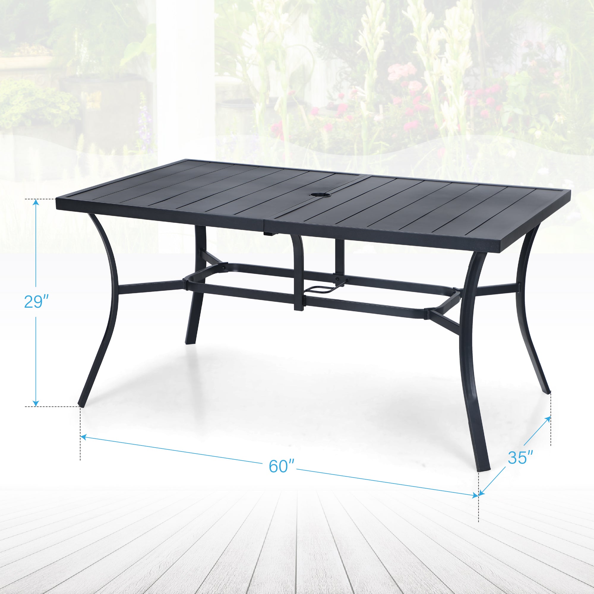 PHI VILLA 8-Piece Outdoor Patio Dining Set with 13ft Umbrella, Wicker Rattan Chairs & Durable Steel Table - Perfect for Backyard, Garden, Poolside & Outdoor Entertaining