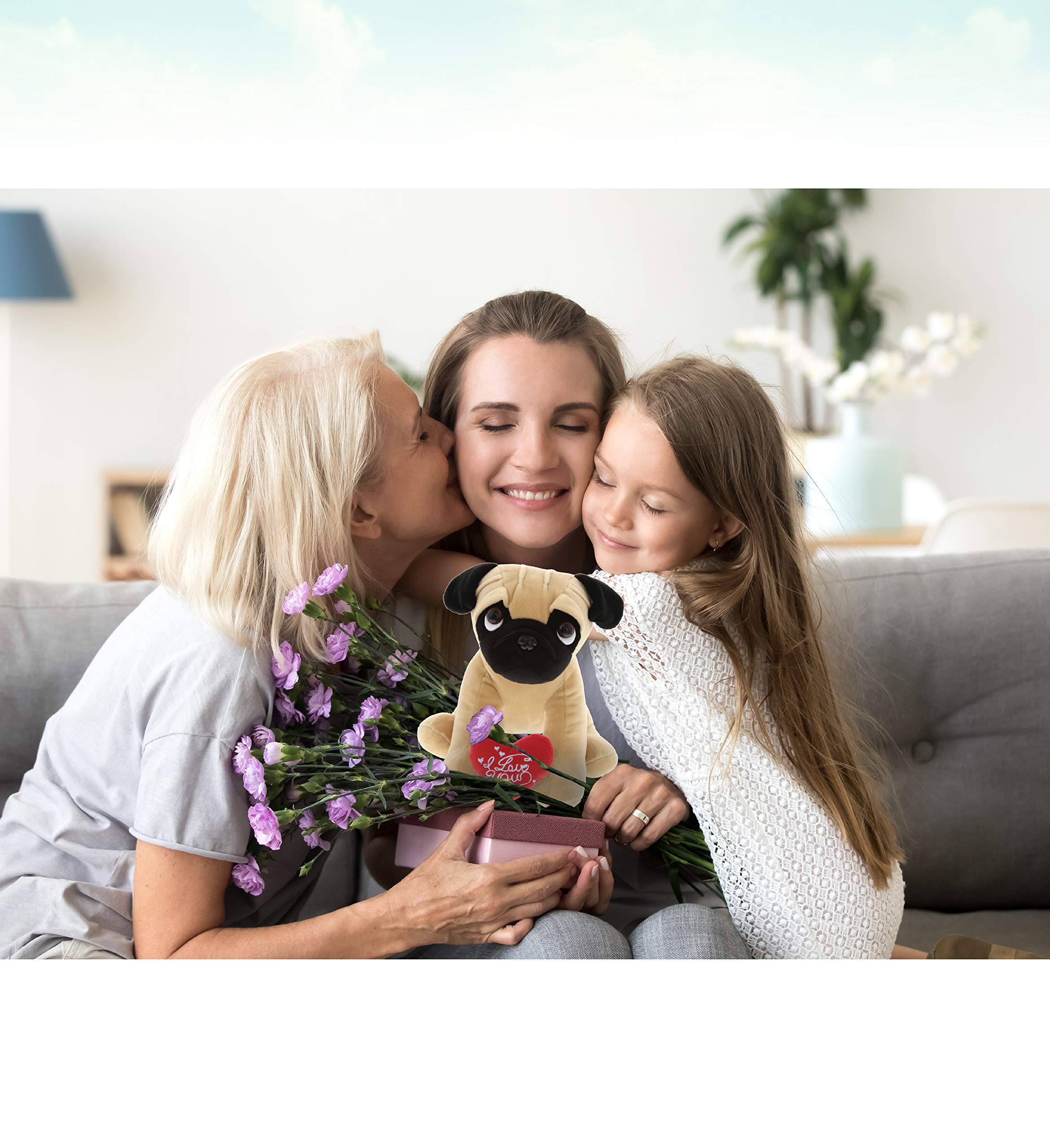 Personalized I Love You Plush Pug Dog Stuffed Animal - 10 Inch Valentine's Day Gift with Red Heart & Name Customization for Her/Him | Perfect for Anniversaries, Birthdays & Romantic Dates | Cute Home Decor & Surprise Gift Idea