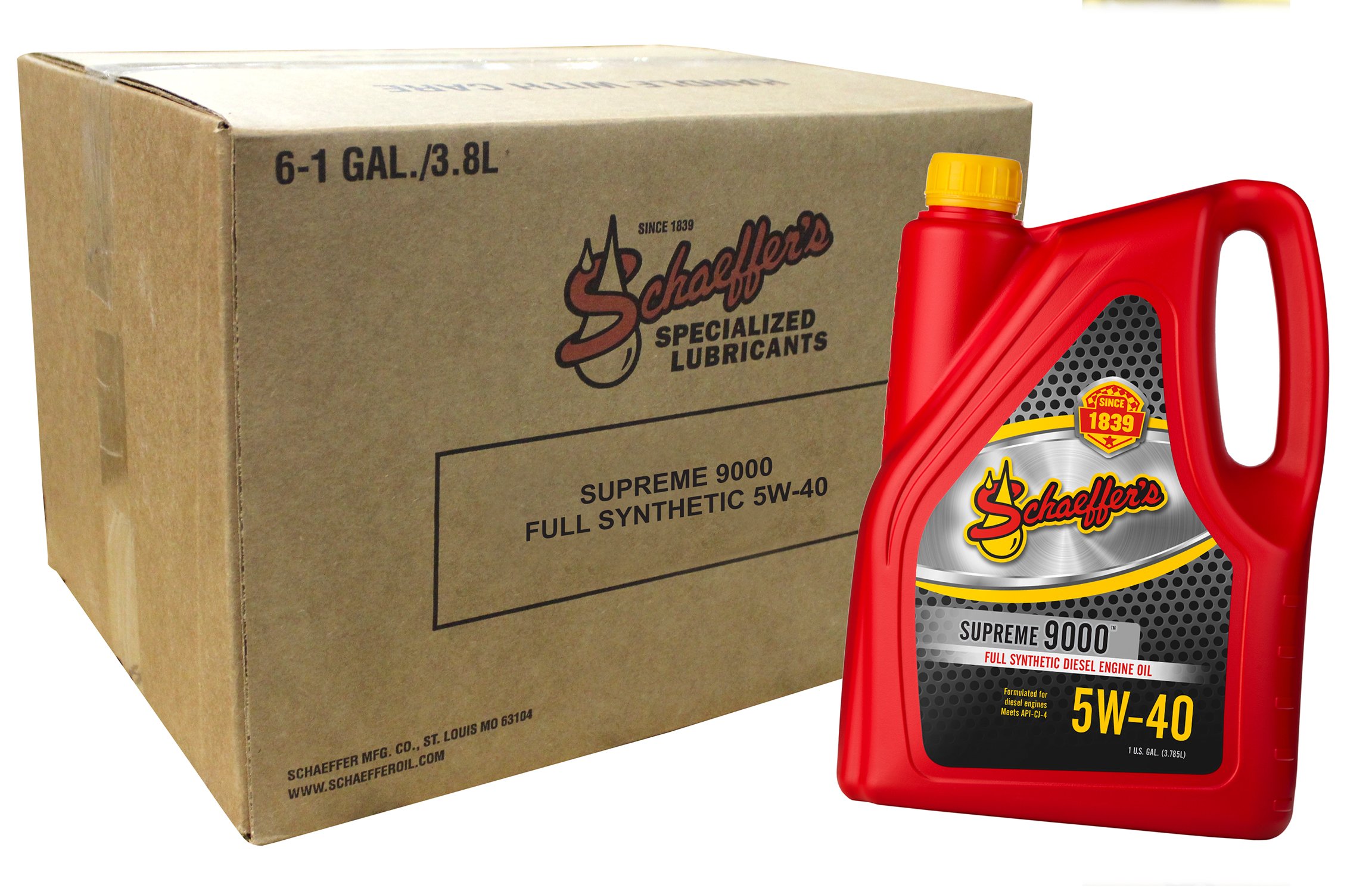Schaeffer Manufacturing Supreme 9000 Full Synthetic 5W-40 Engine Oil - 1 Gallon (6 Pack) | High Performance Motor Oil for Cars, Trucks & SUVs | Extreme Temperature Protection & Engine Longevity