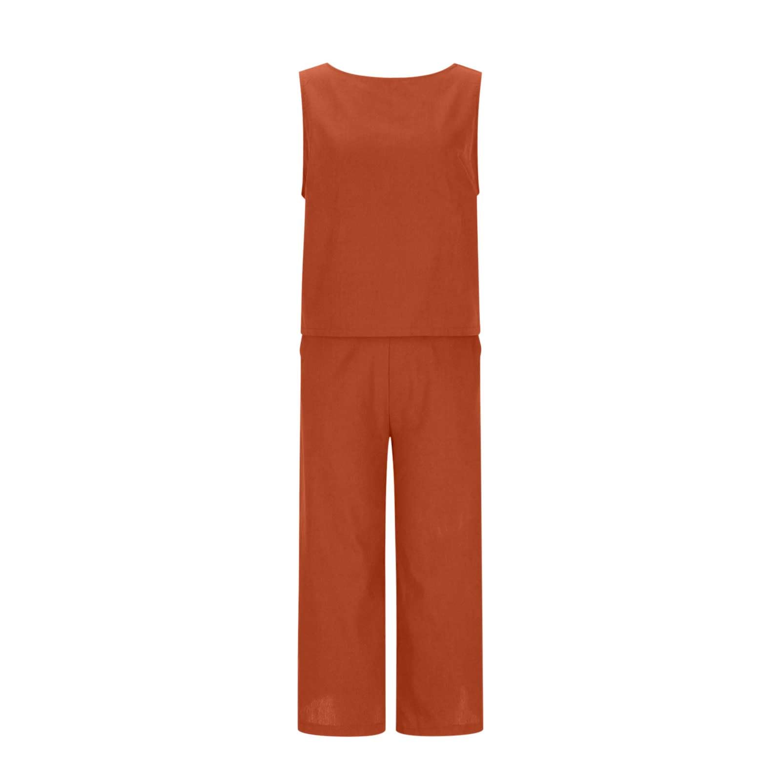 Women's 2-Piece Cotton Linen Lounge Set - Oversized Wide Leg Pants & Top Comfy Travel Outfit | Casual Summer Pajama Set for Home, Beach & Vacation Wear